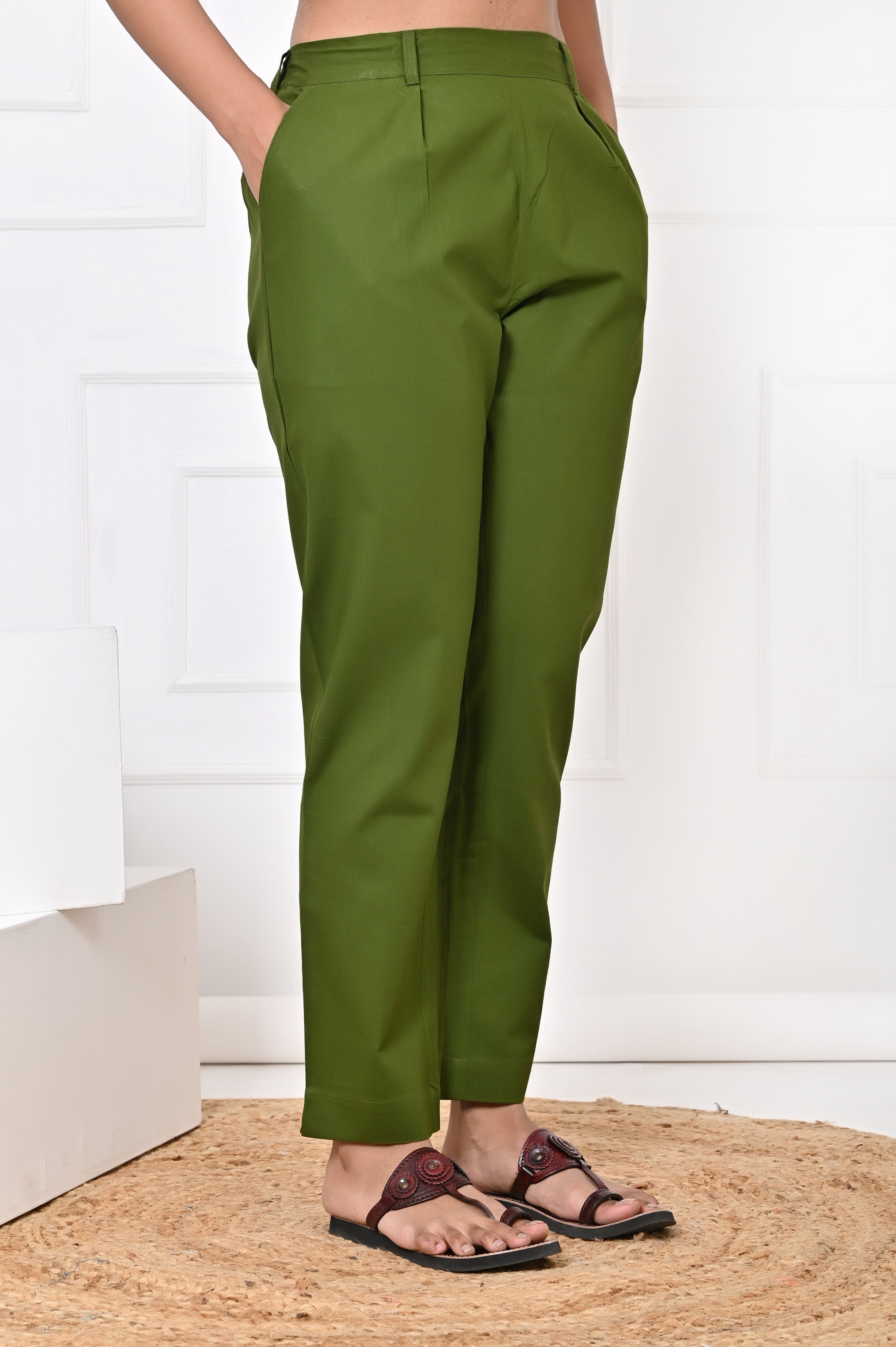 Olive Green Straight Pant
