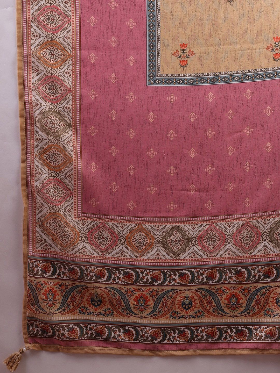 Label Khoj Women's Beige Silk Blend Handwork Kurta with Pant and Beige Dupatta