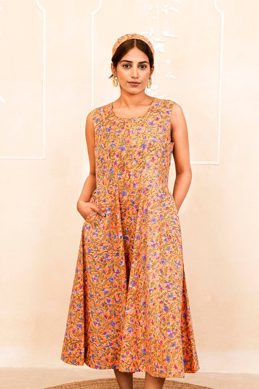 Orange Handblock Dress