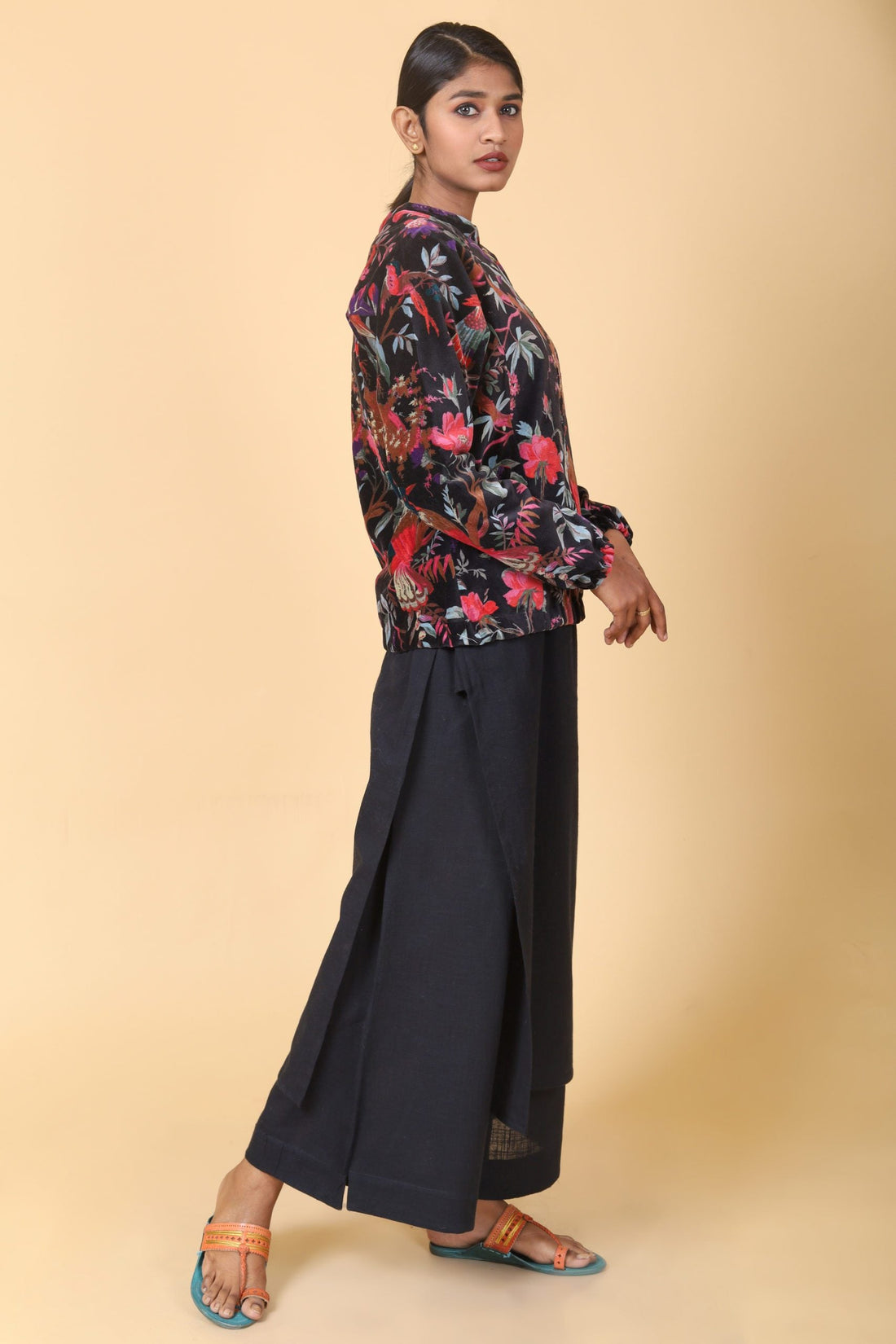 Zade Black Short Velvet Bomber Jacket