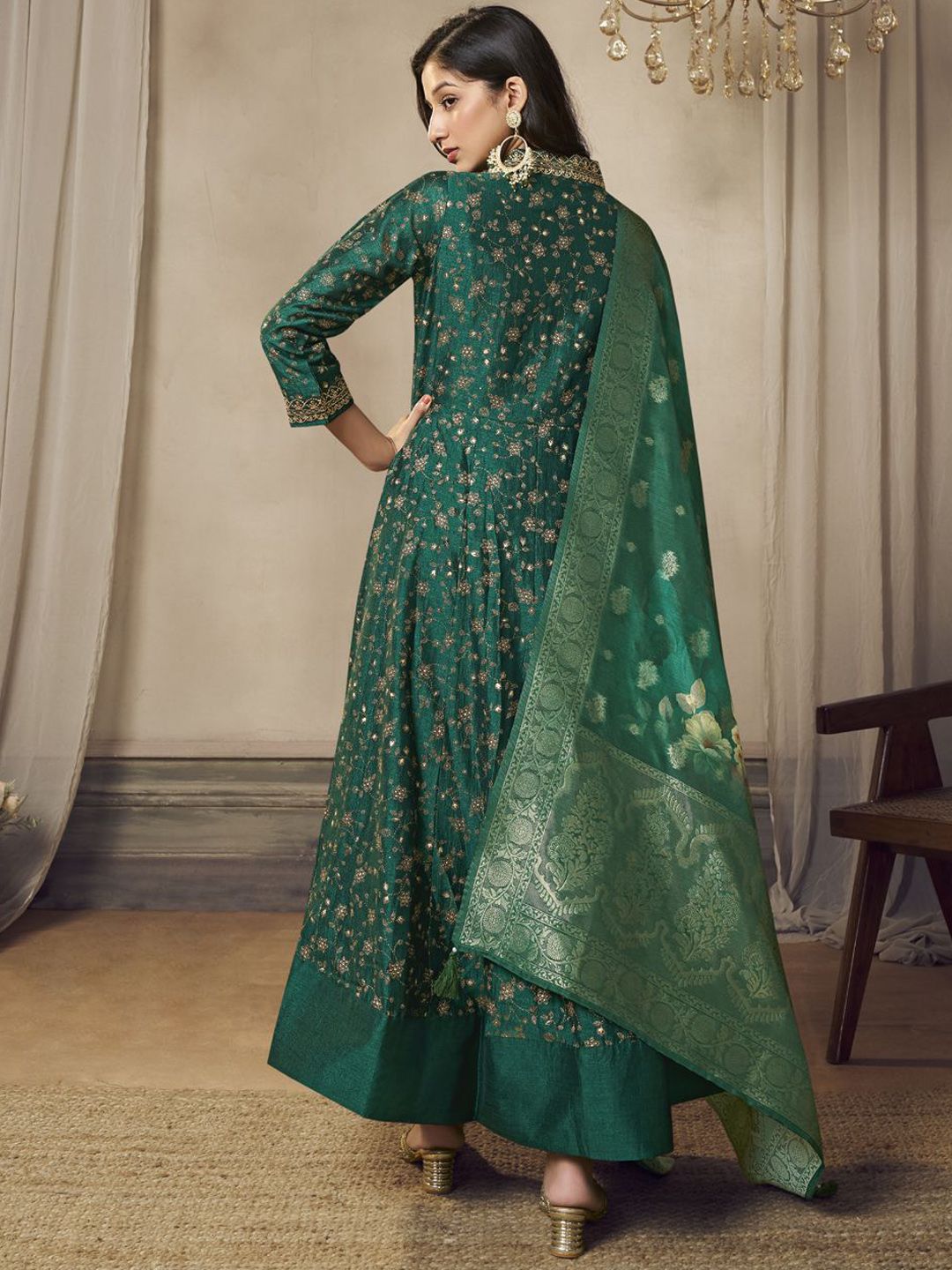Label khoj Beautiful Anarkali kurta With Pant and Dupatta Set