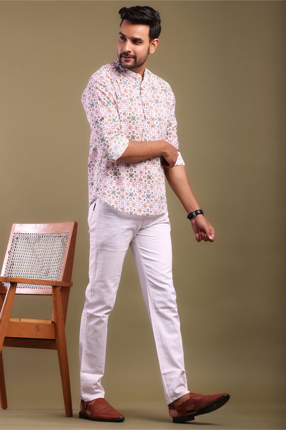 Blue & Mustard Design Men's Shirt