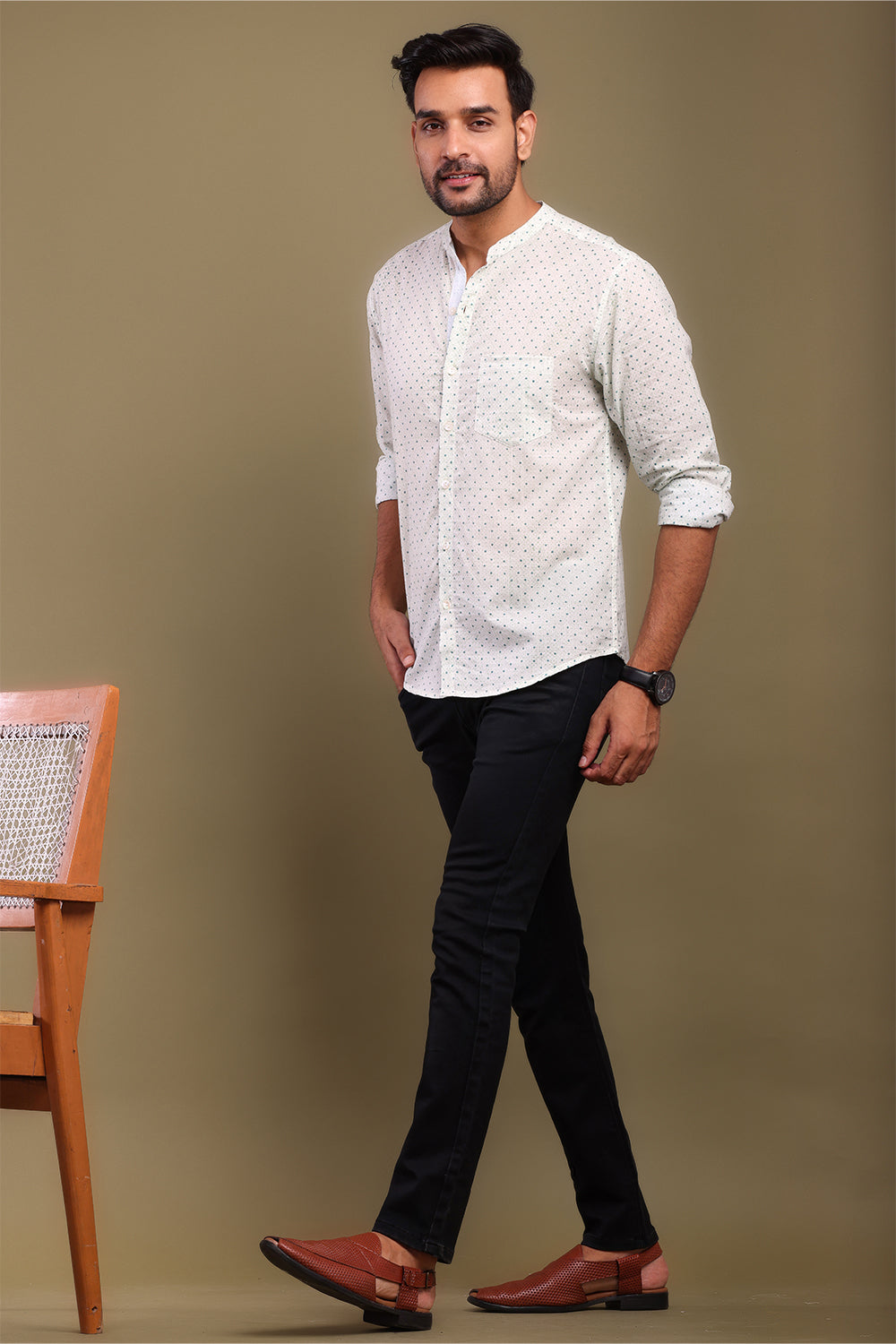 Teal Polka Dots Men's Shirt