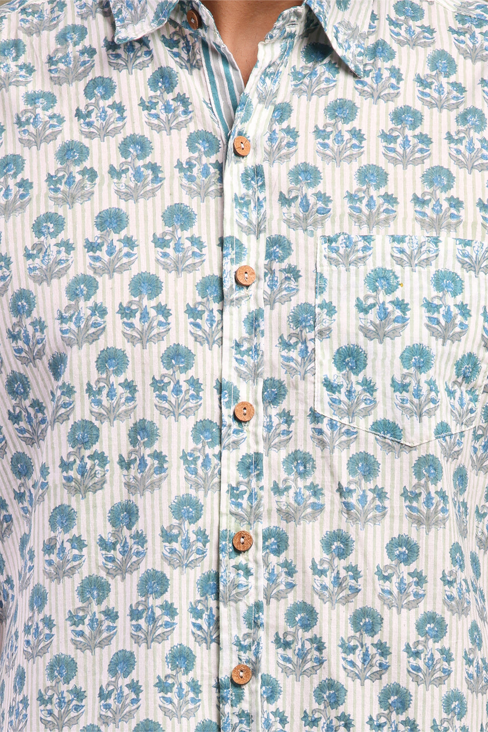 Blue & Gray Floral Printed Men's Shirt
