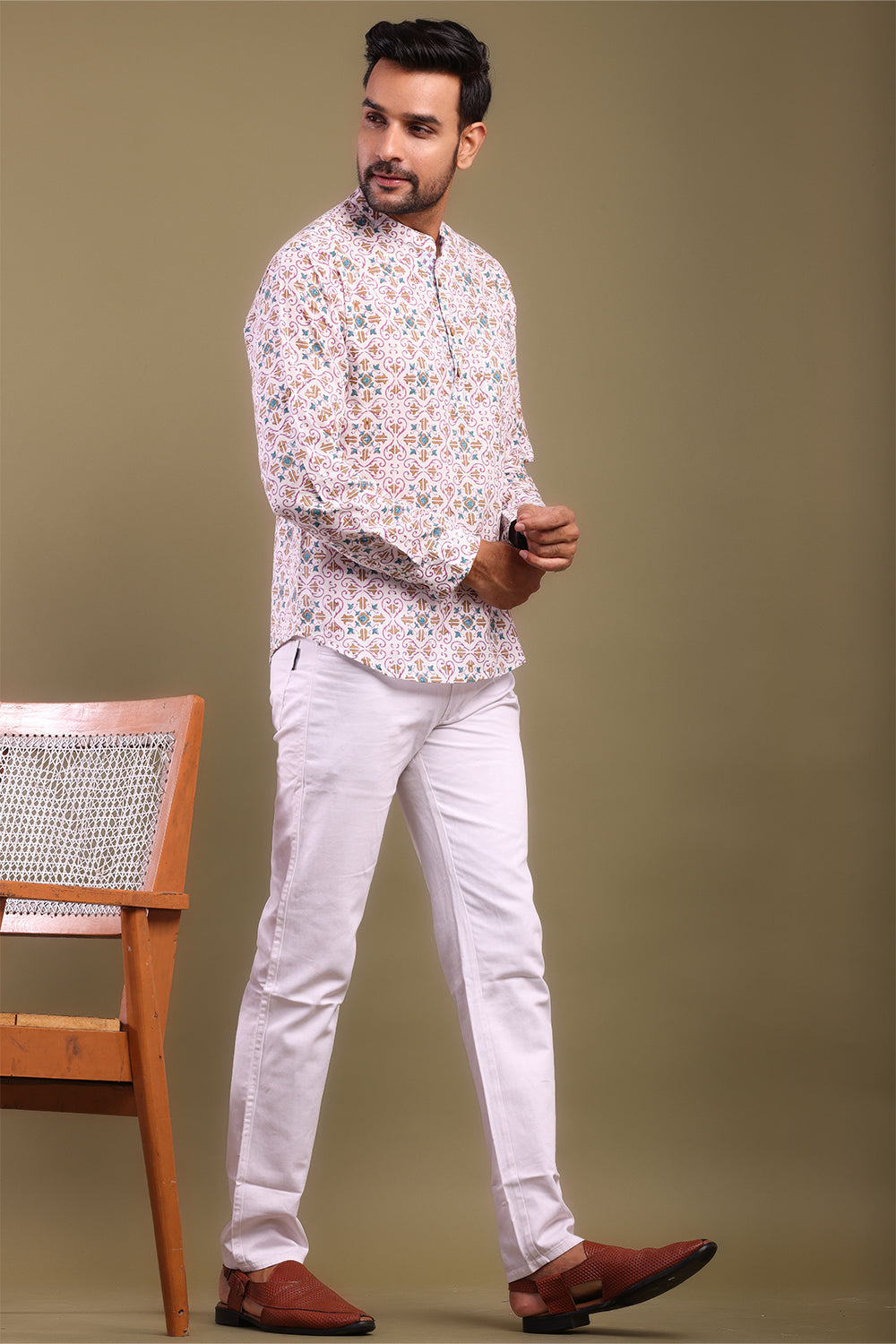 Blue & Mustard Design Men's Shirt