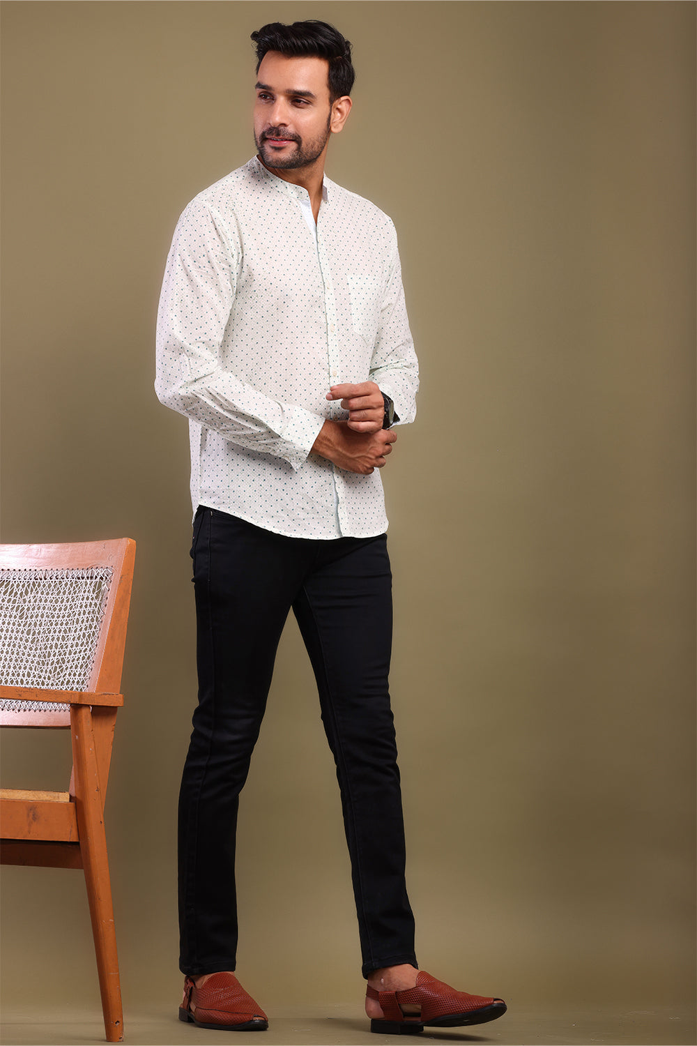 Teal Polka Dots Men's Shirt