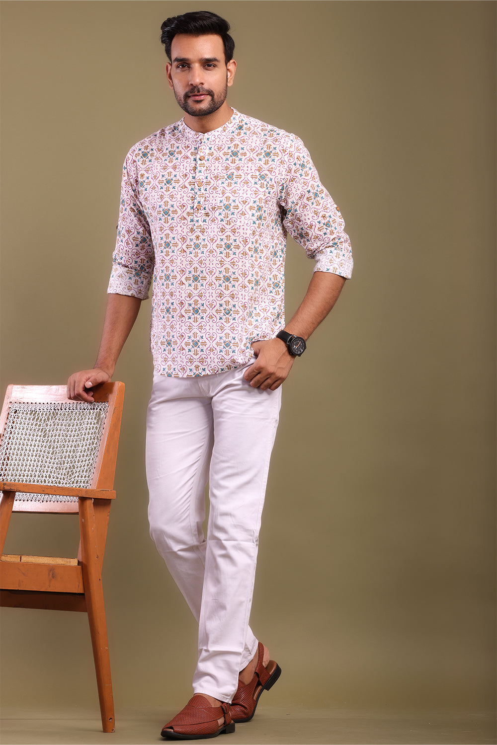 Blue & Mustard Design Men's Shirt