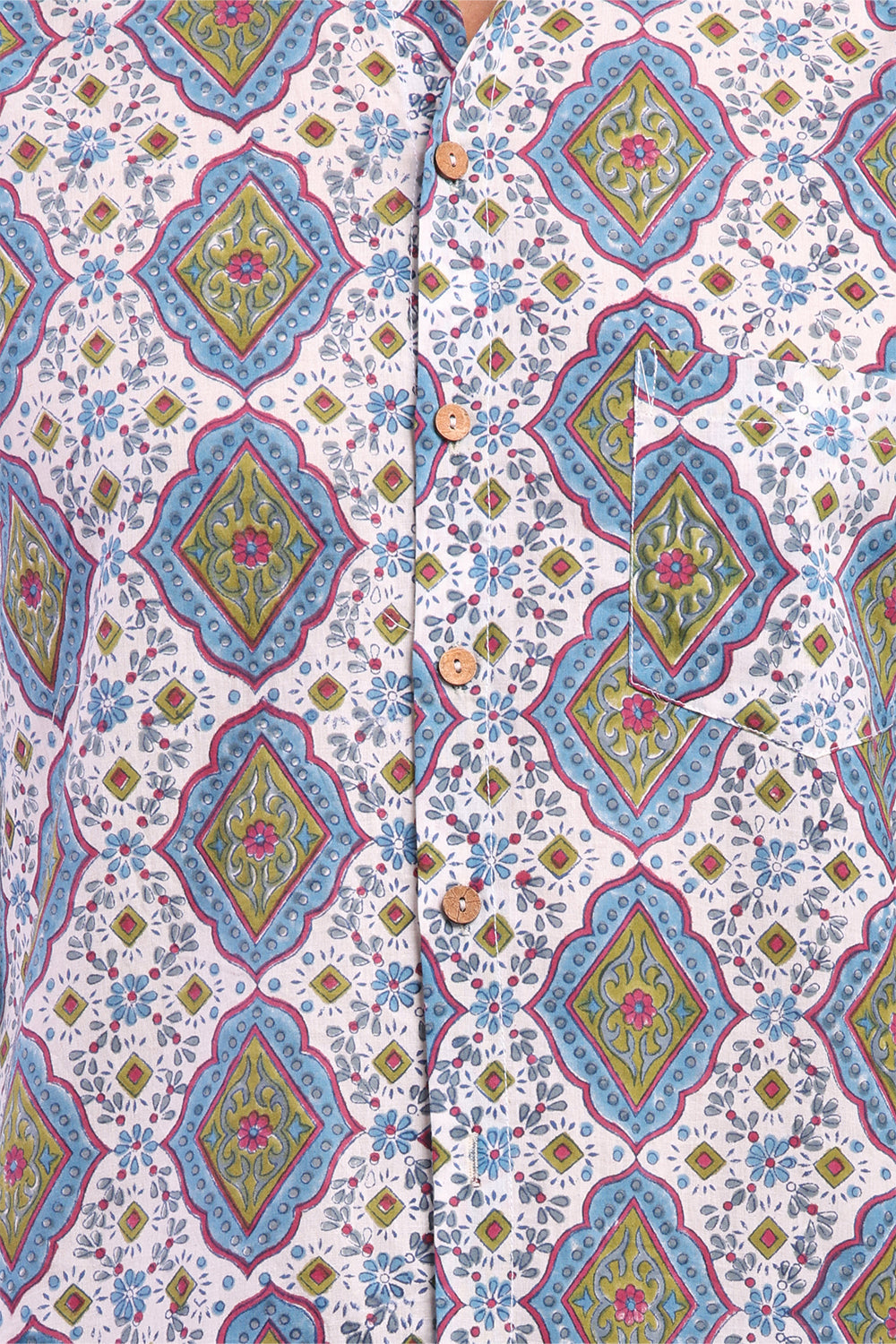 Blue & Green Printed Men's Shirt