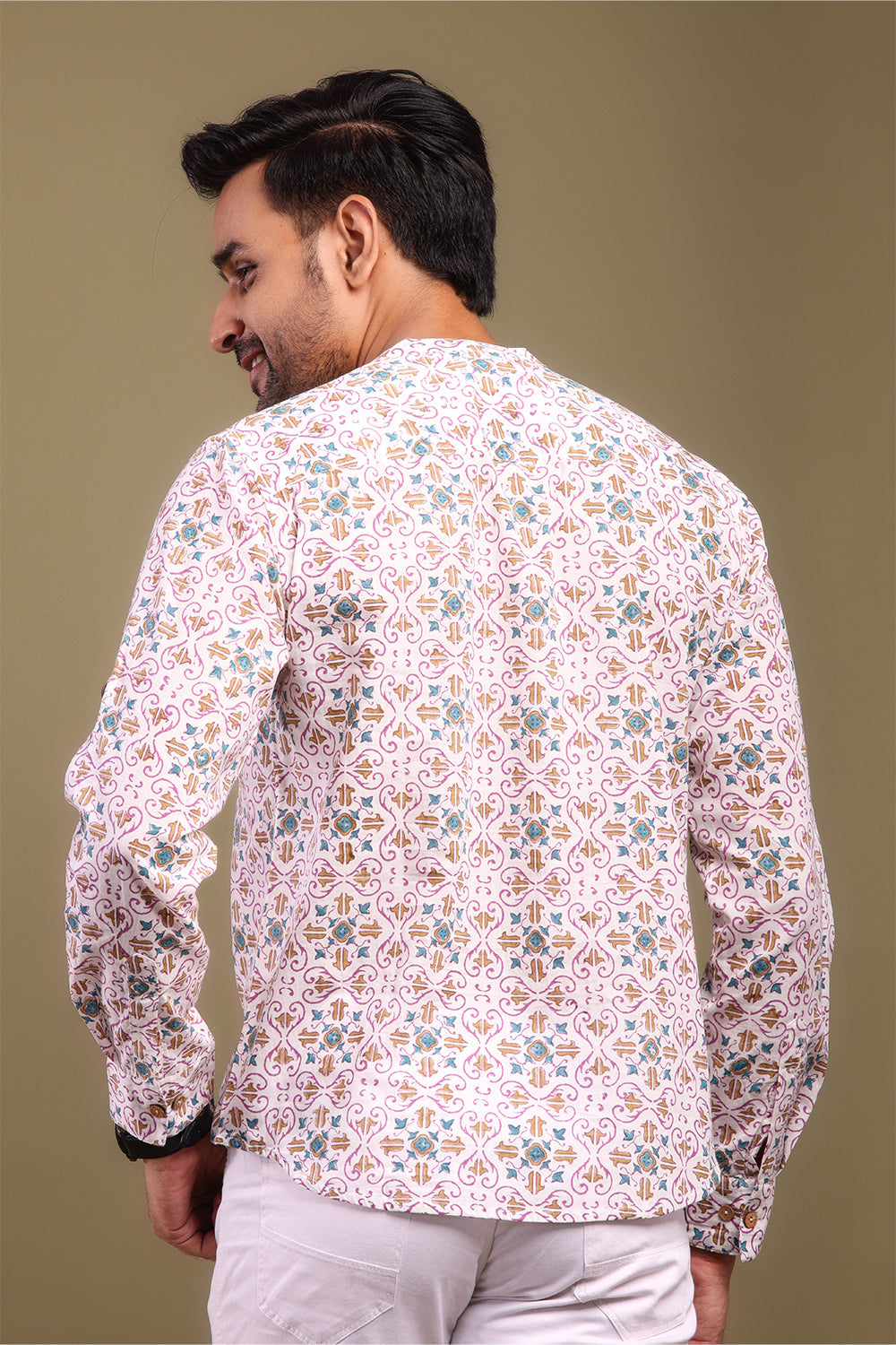 Blue & Mustard Design Men's Shirt
