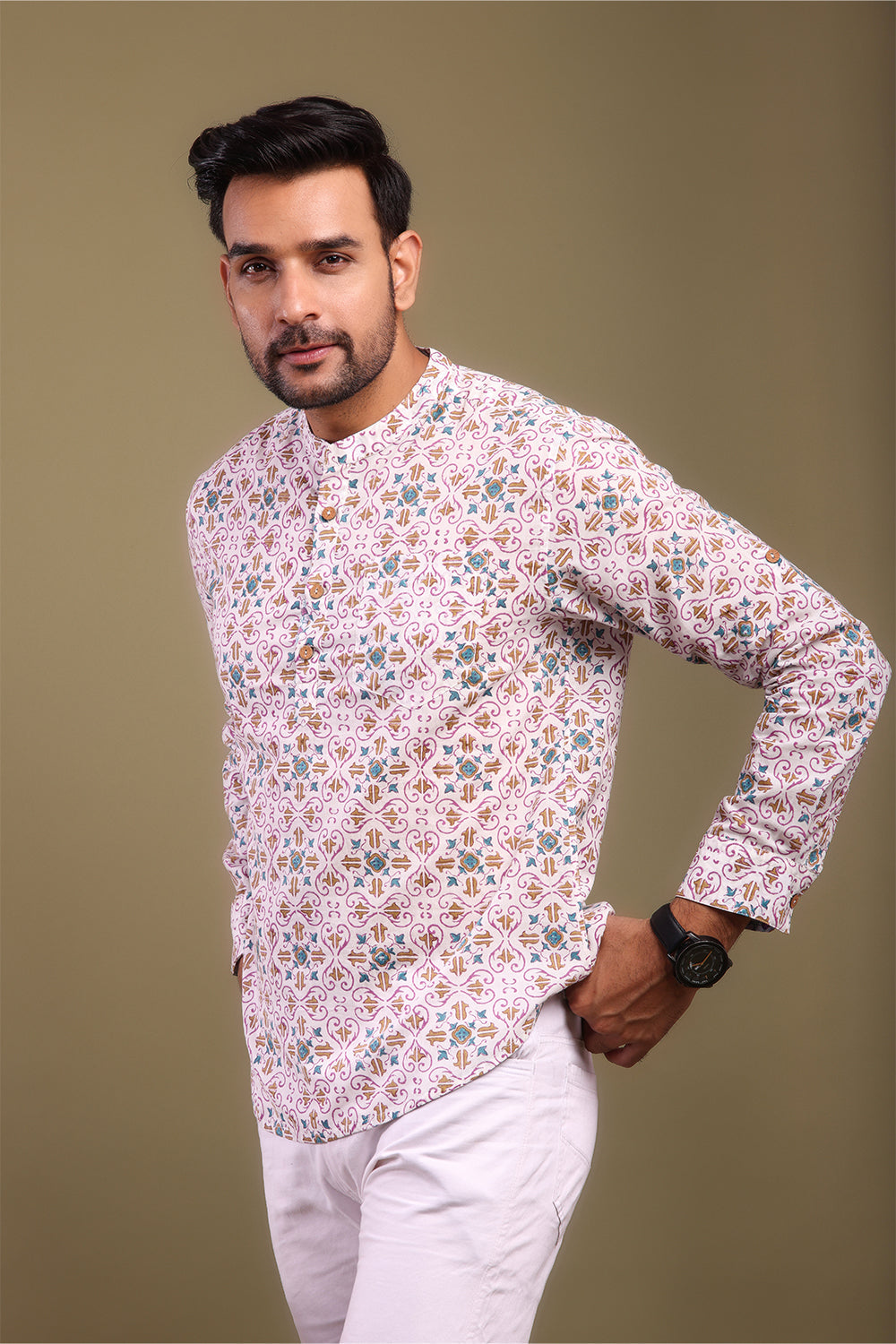 Blue & Mustard Design Men's Shirt