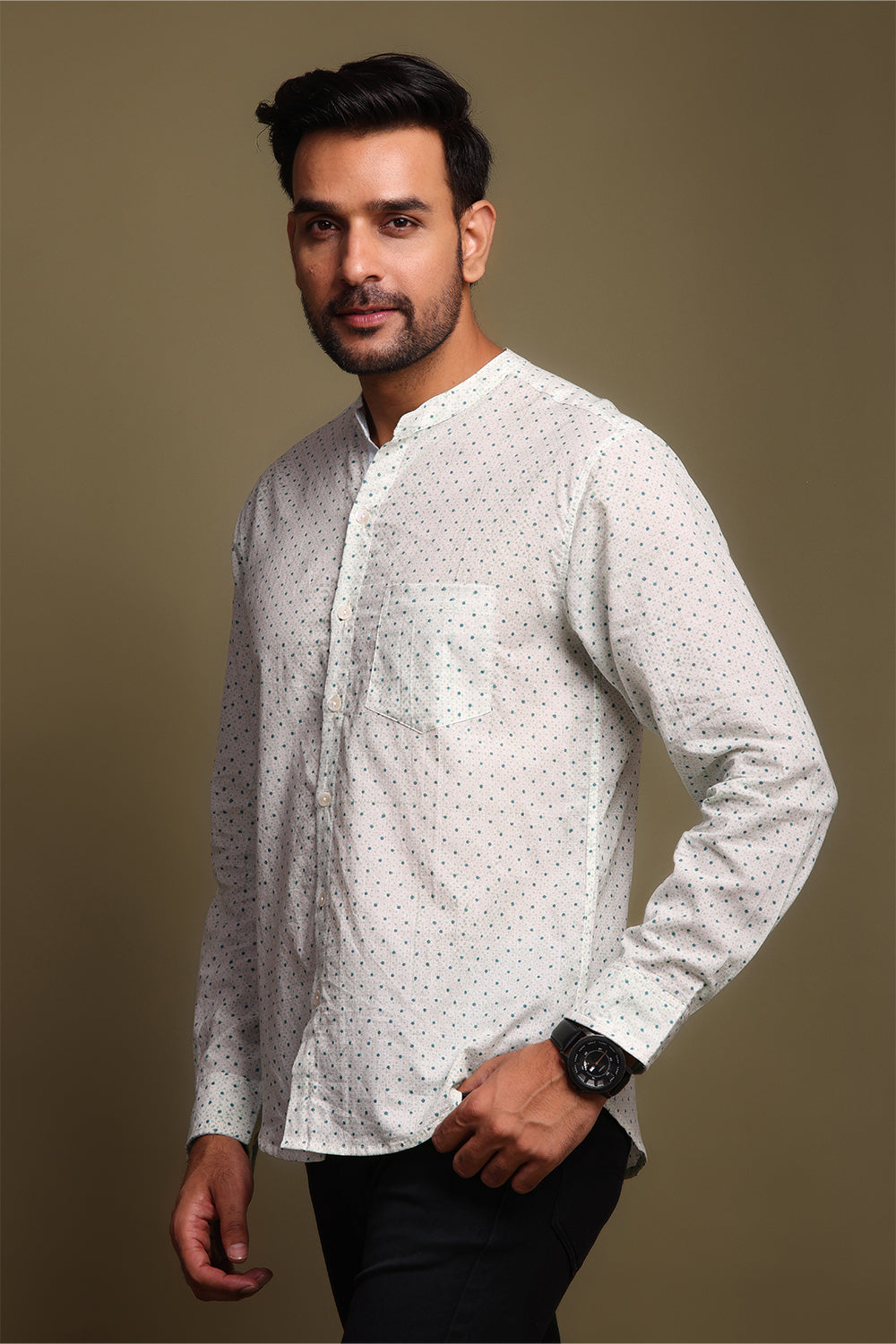 Teal Polka Dots Men's Shirt