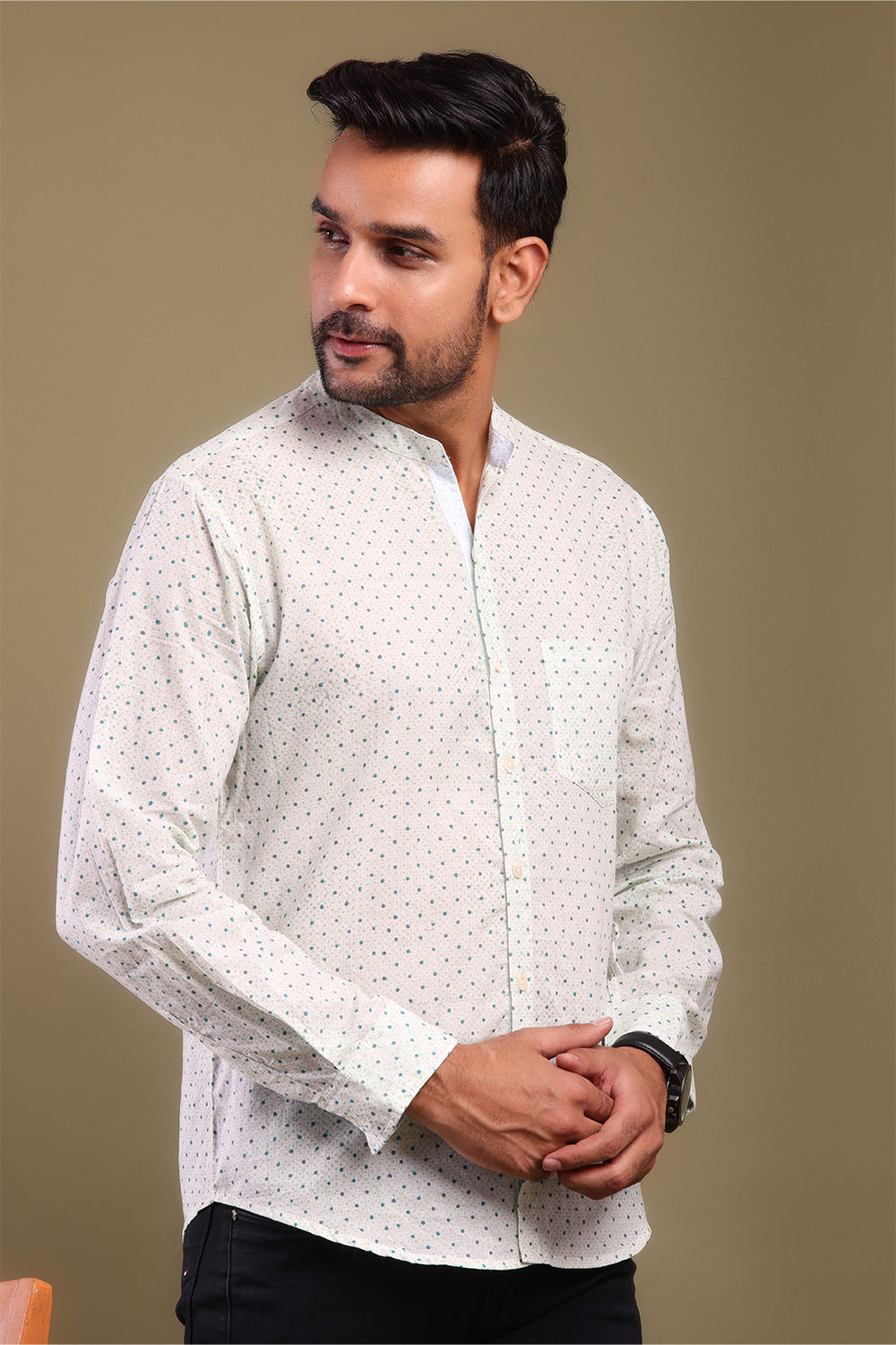 Teal Polka Dots Men's Shirt