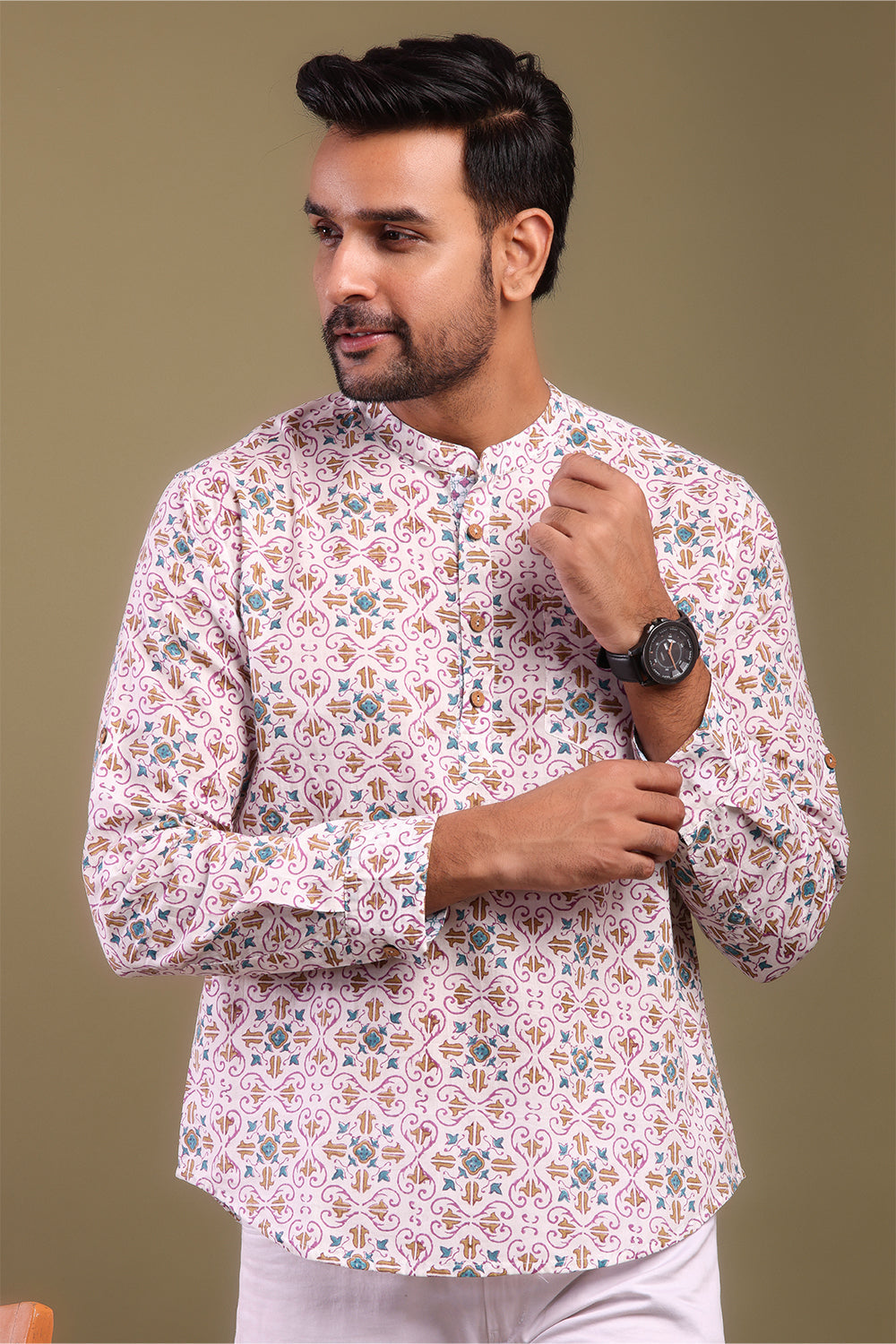Blue & Mustard Design Men's Shirt