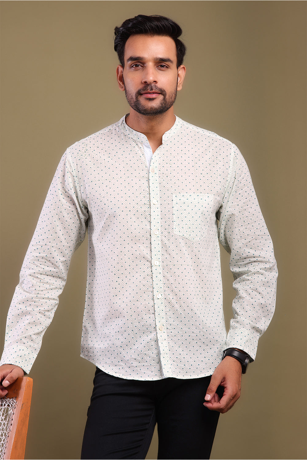 Teal Polka Dots Men's Shirt