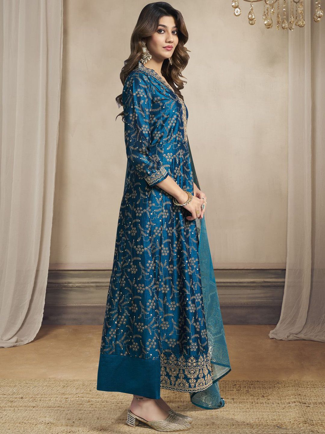Label khoj Beautiful Anarkali kurta With Pant and Dupatta Set