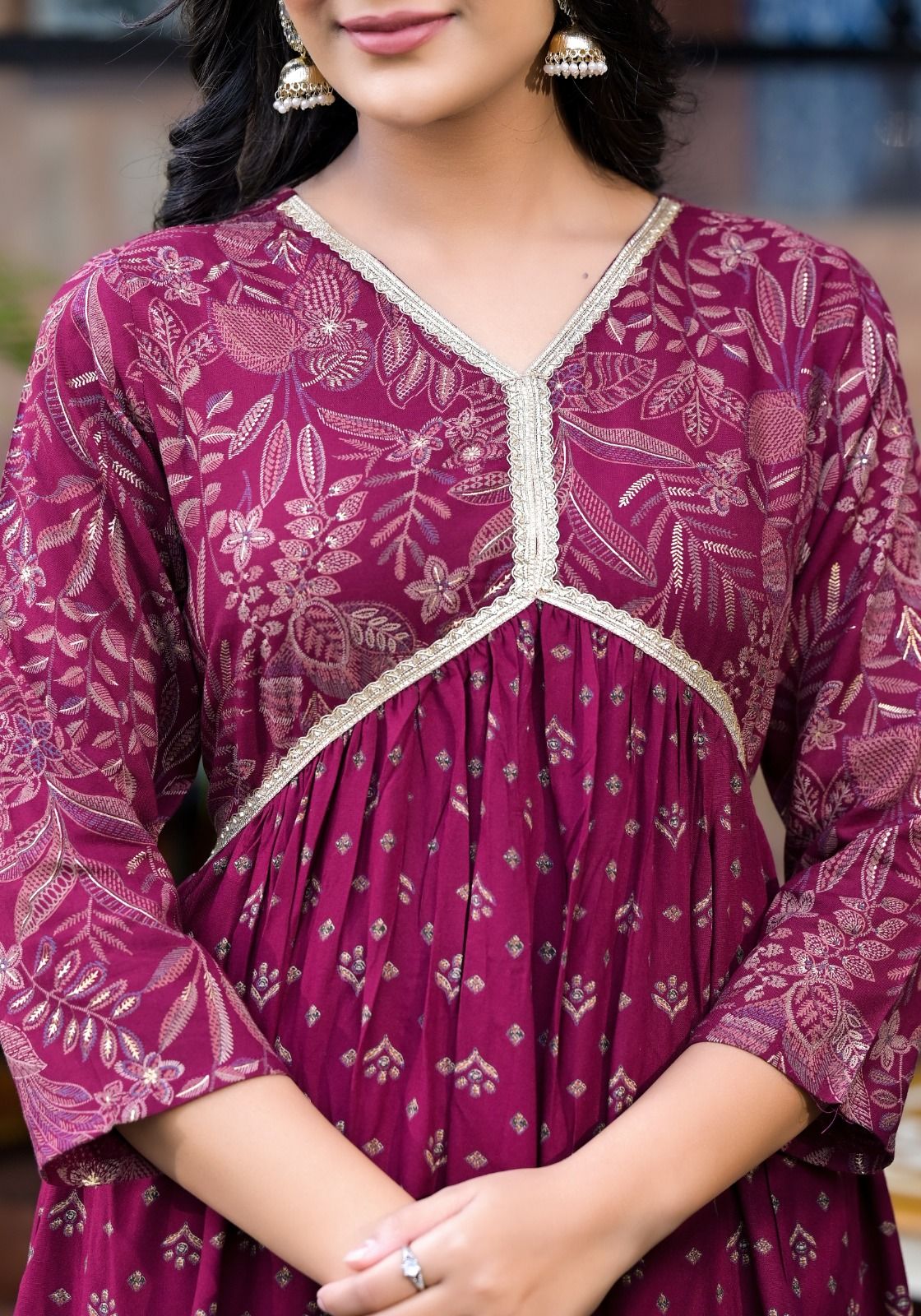 Label Khoj Women Rayon print A line Alia kurta with Pocket