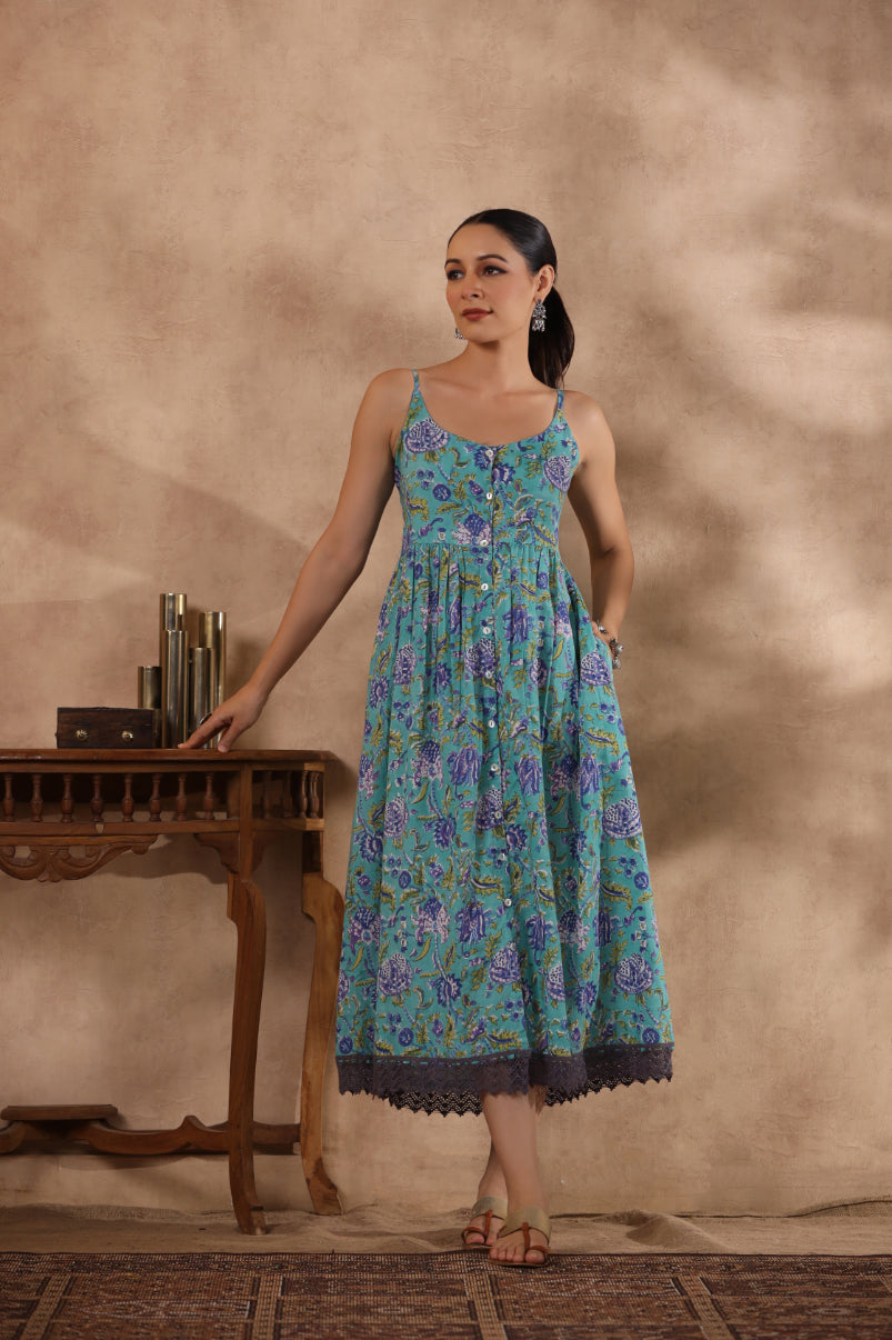 Shuddhi Blue Spaghetti Dress