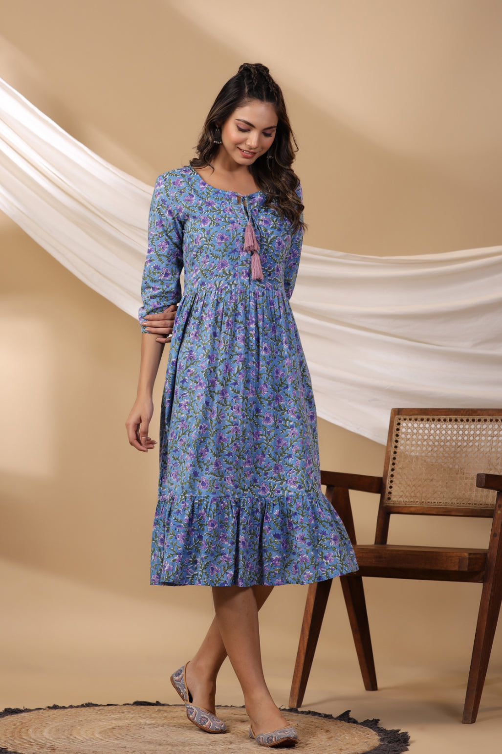 Cyan Blue Tier Dress