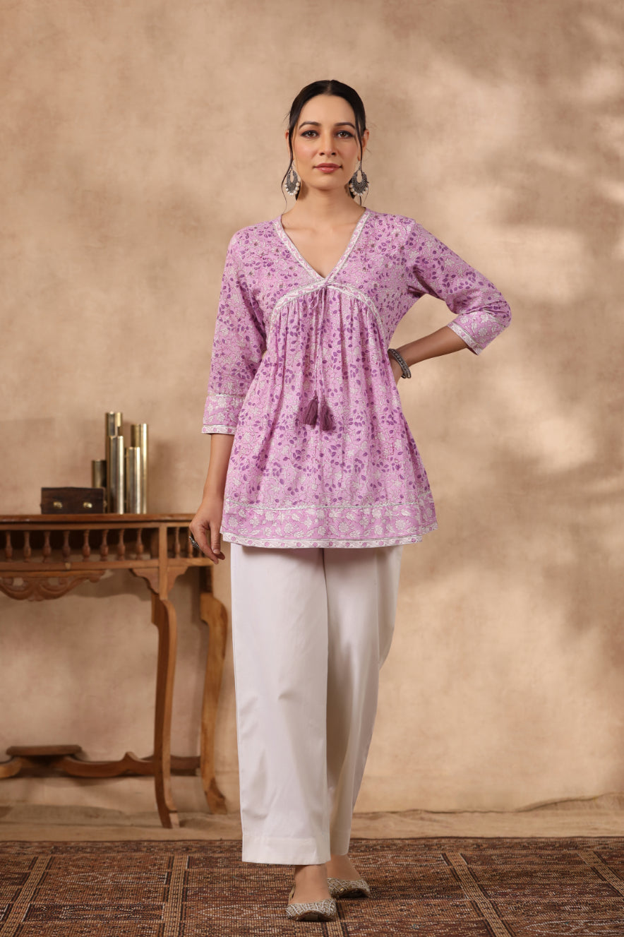 Shuddhi pink and purple top