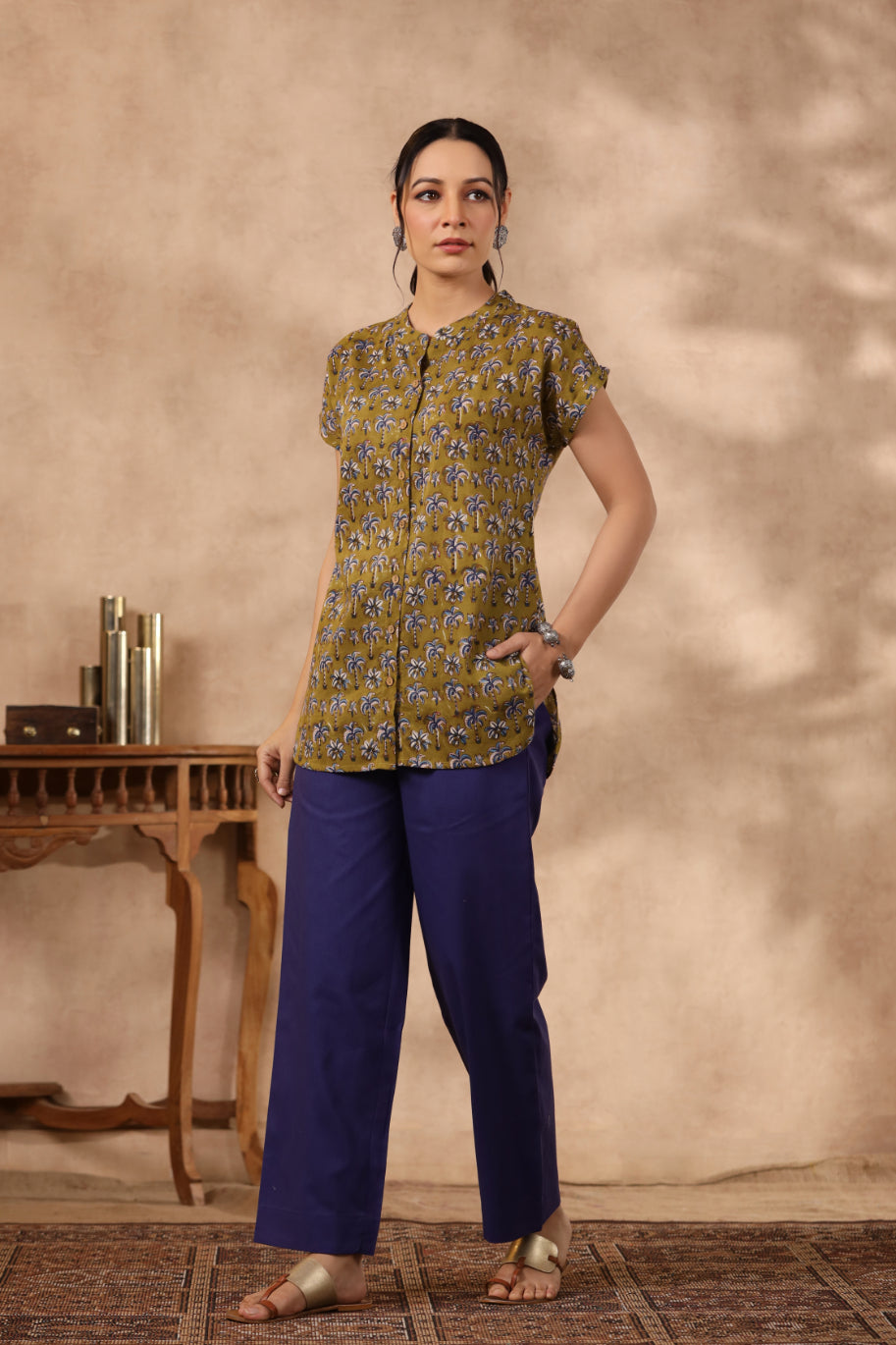 Shuddhi green and indigo top