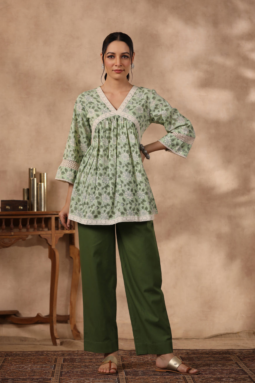 Shuddhi green color top