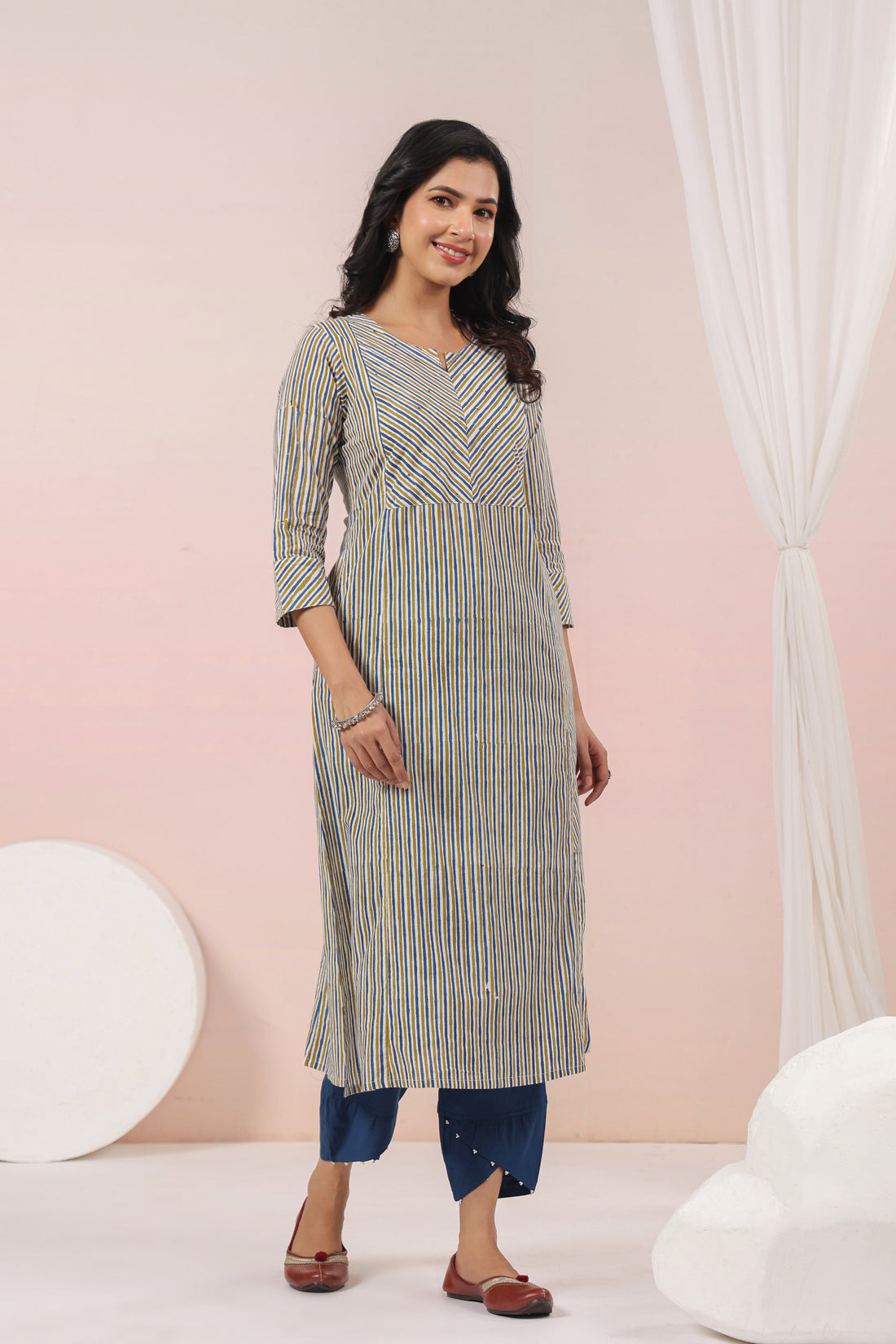 Shuddhi  Teal Green Semi Aline