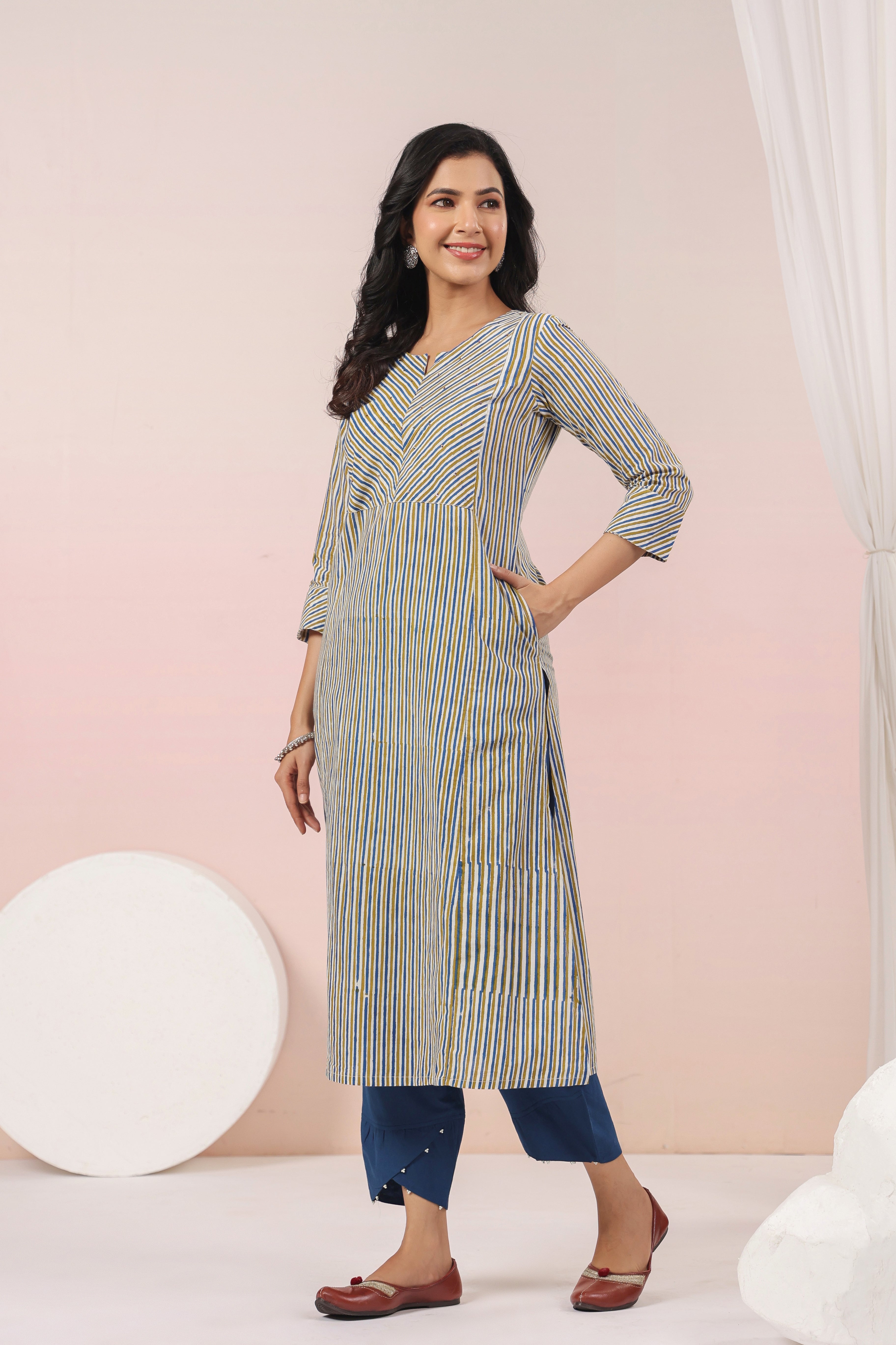 Shuddhi  Teal Green Semi Aline
