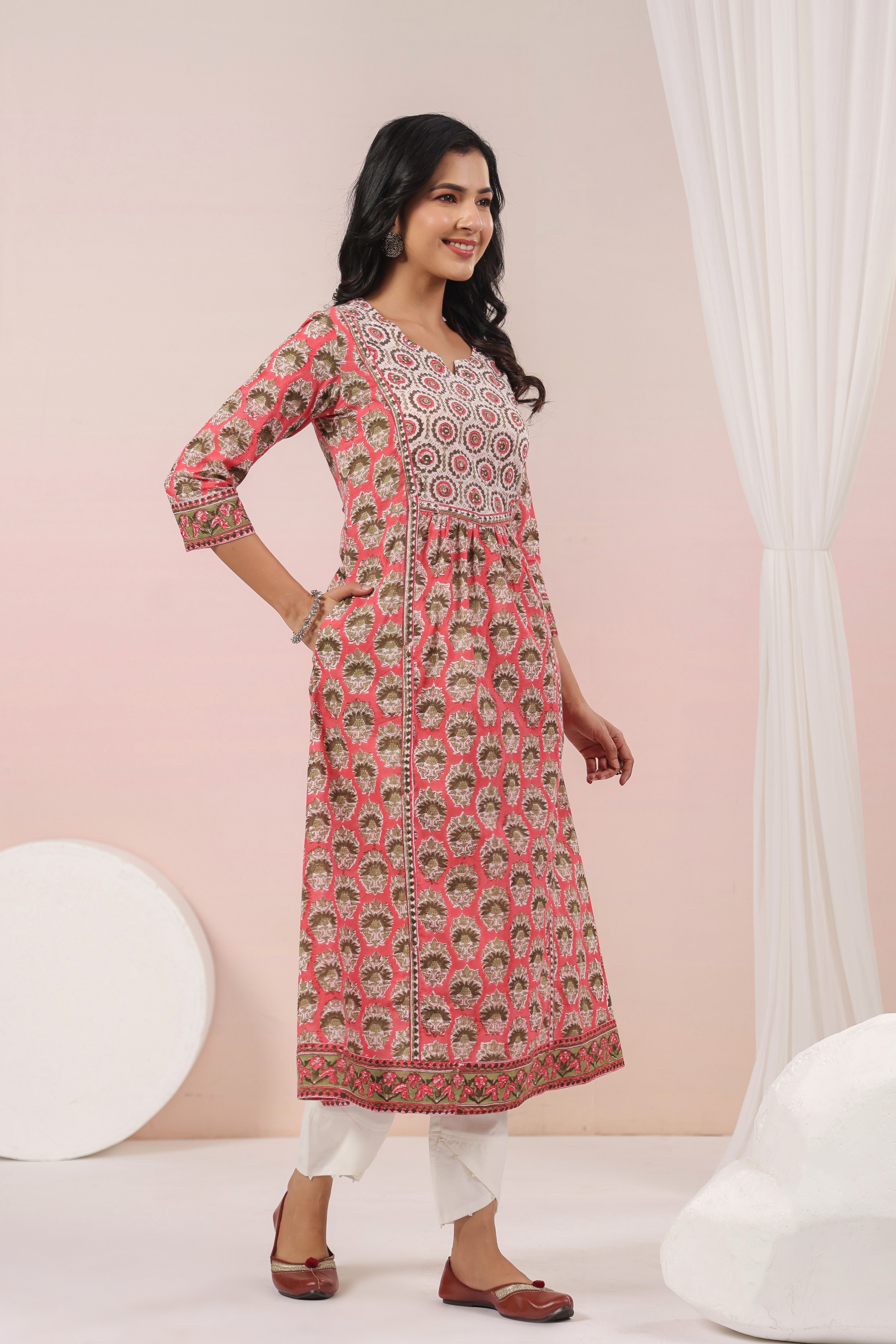 Shuddhi carrot pink aline kurta