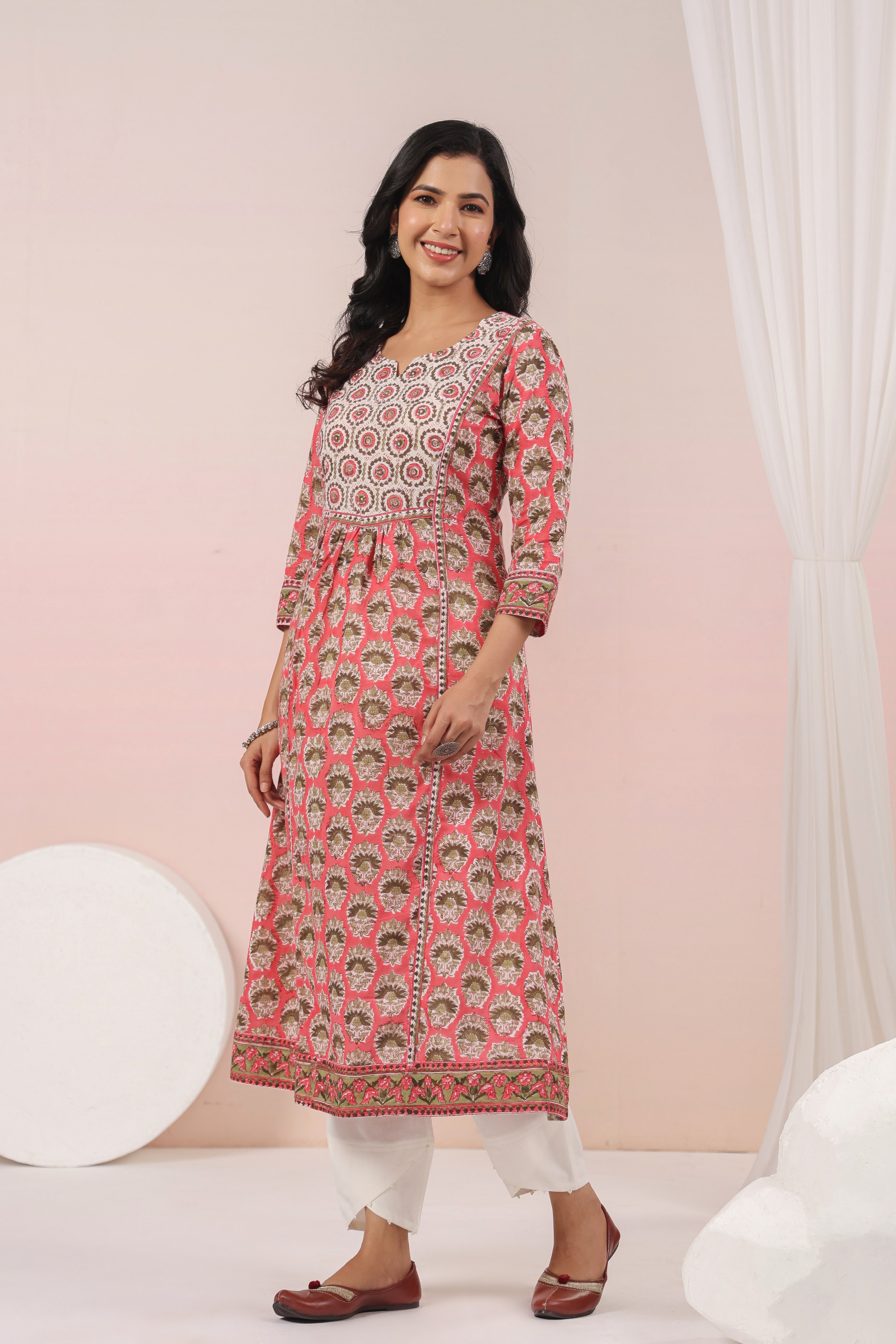 Shuddhi carrot pink aline kurta