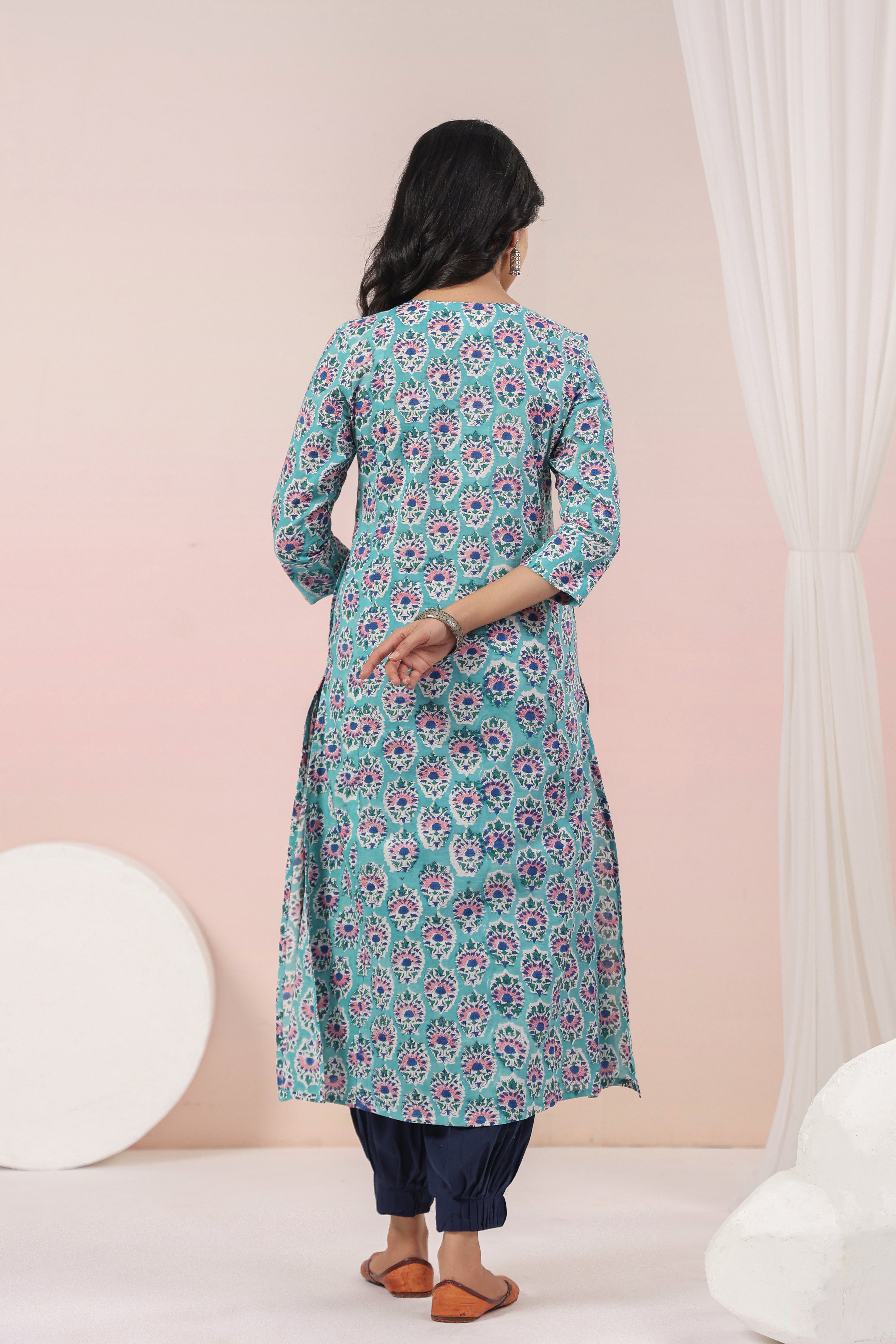 Shuddhi  Sea Green and Blue A line Kurta