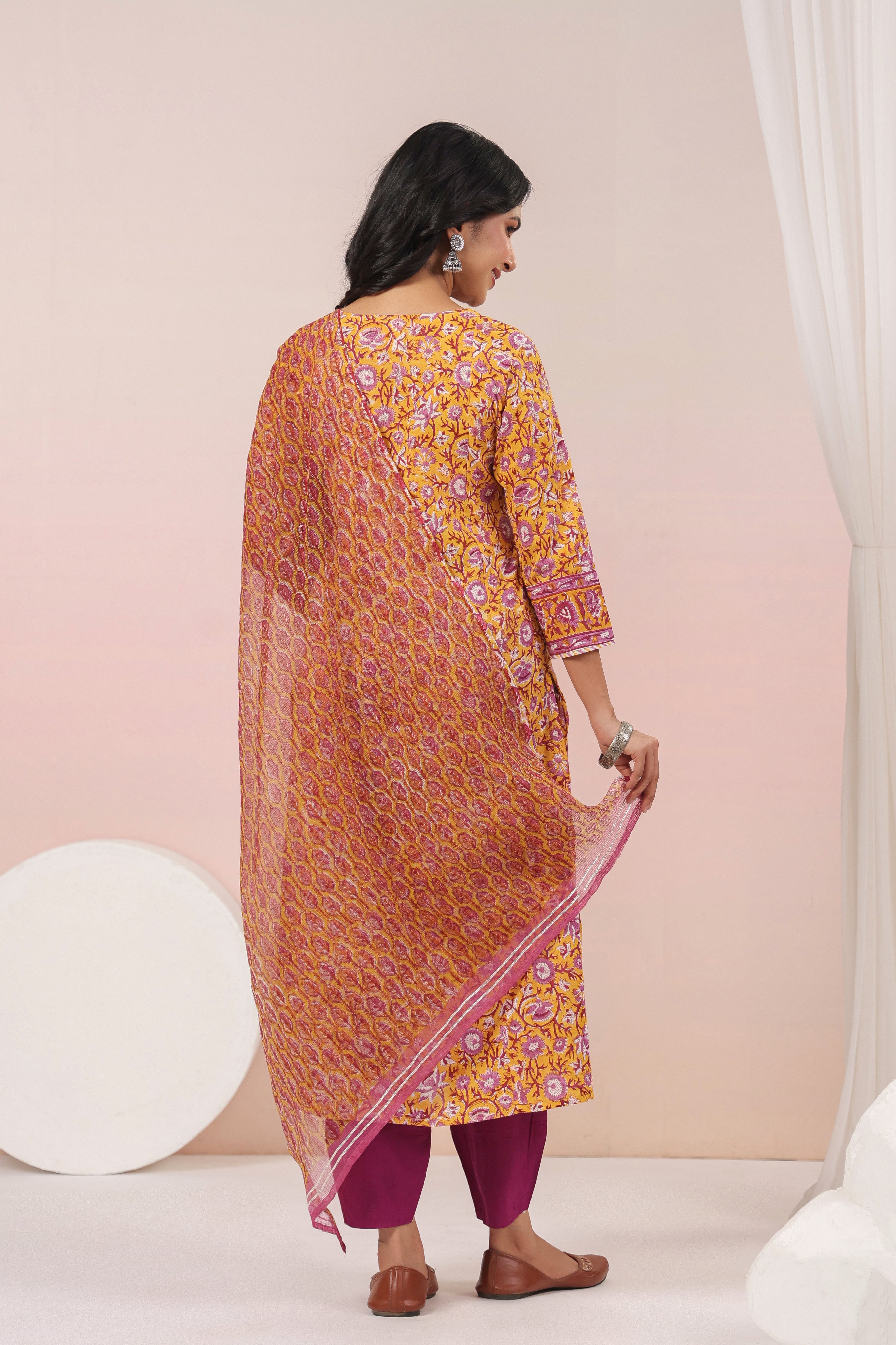 Shuddhi Yellow Kurta and Duppatta Set