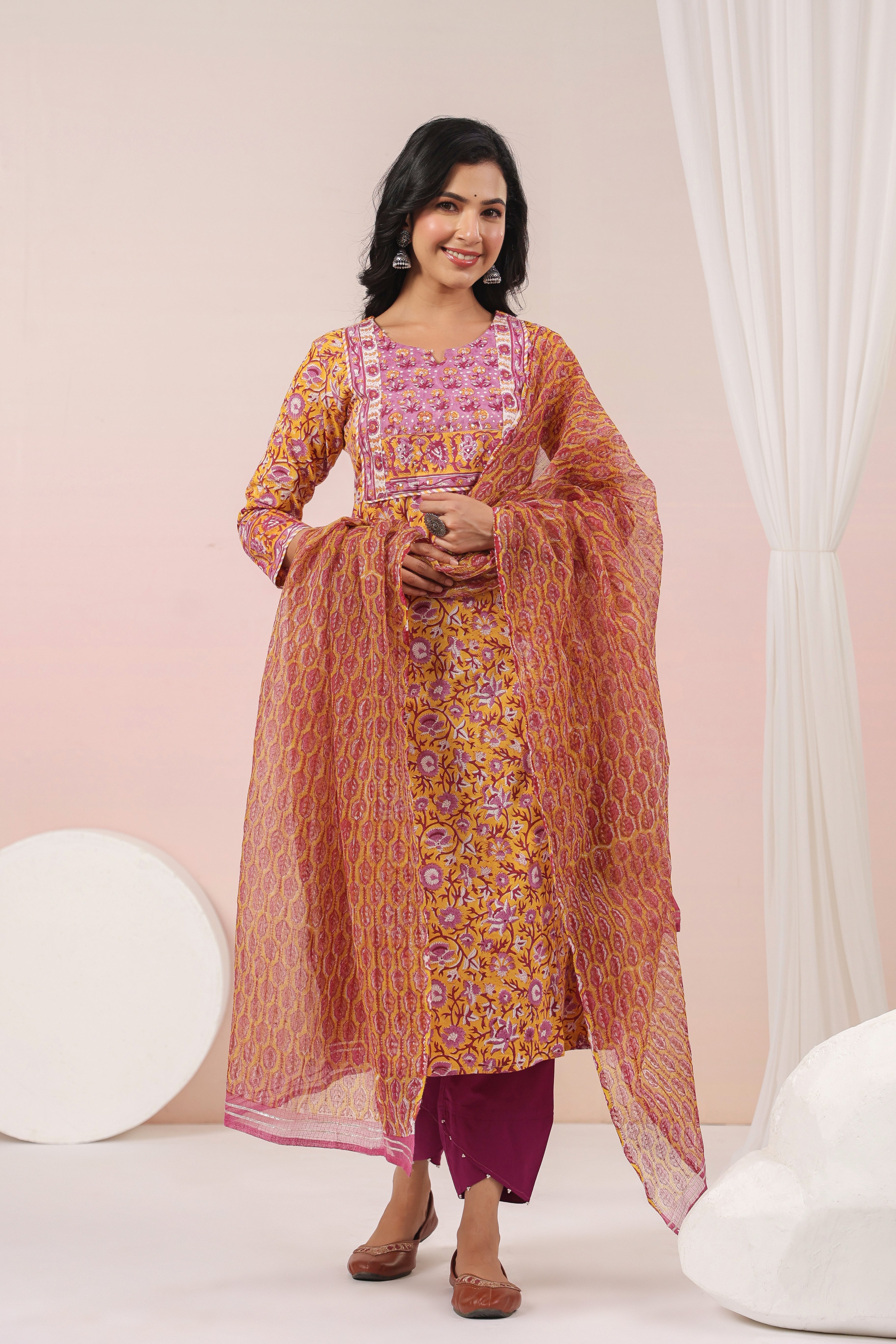 Shuddhi Yellow Kurta and Duppatta Set