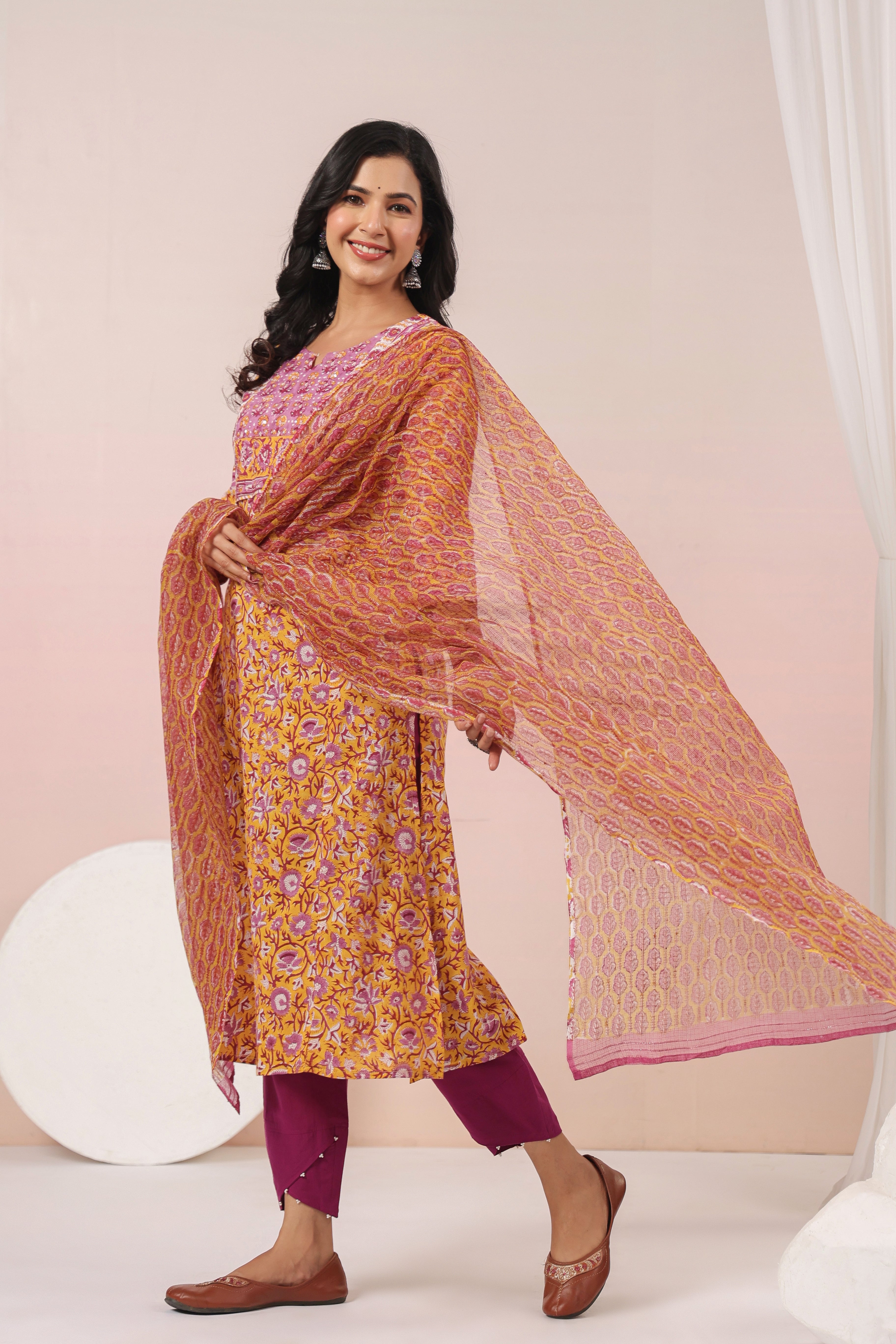 Shuddhi Yellow Kurta and Duppatta Set