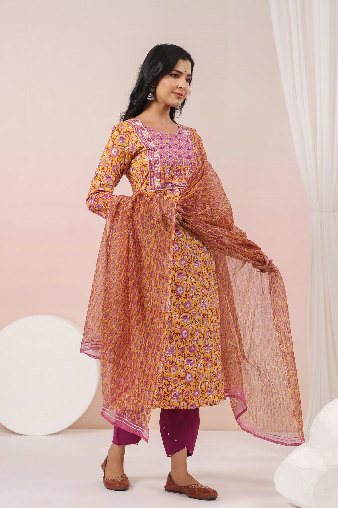 Shuddhi Yellow Kurta and Duppatta Set