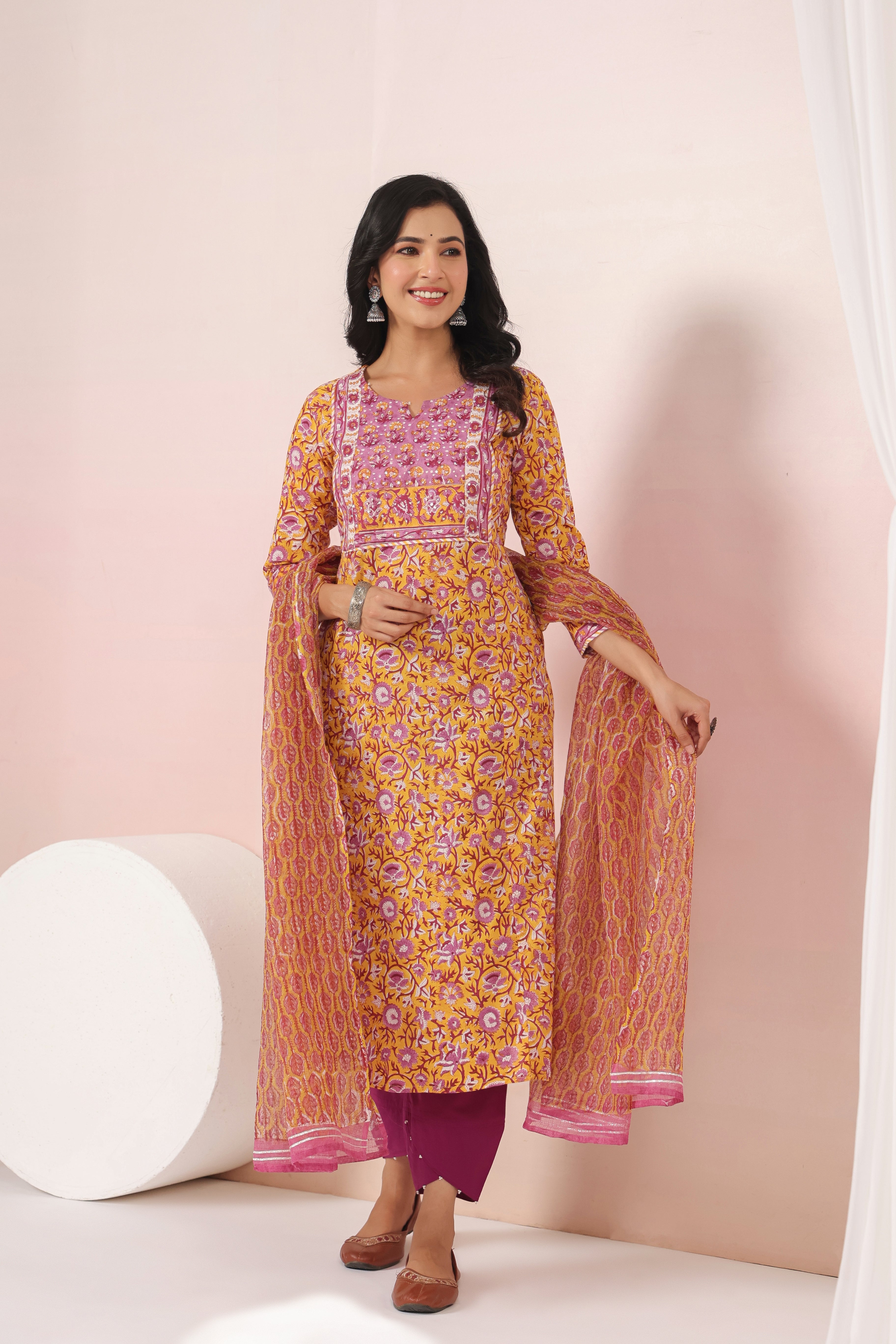 Shuddhi Yellow Kurta and Duppatta Set