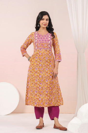 Shuddhi Yellow Kurta and Duppatta Set