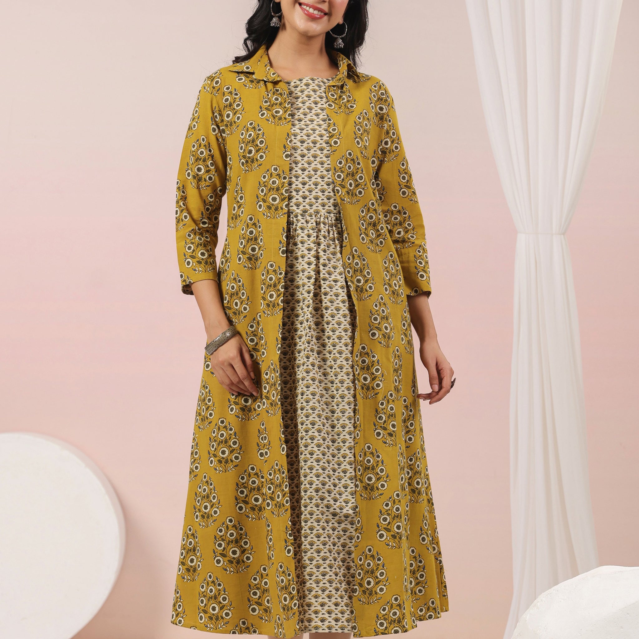 Shuddhi mustard double dress