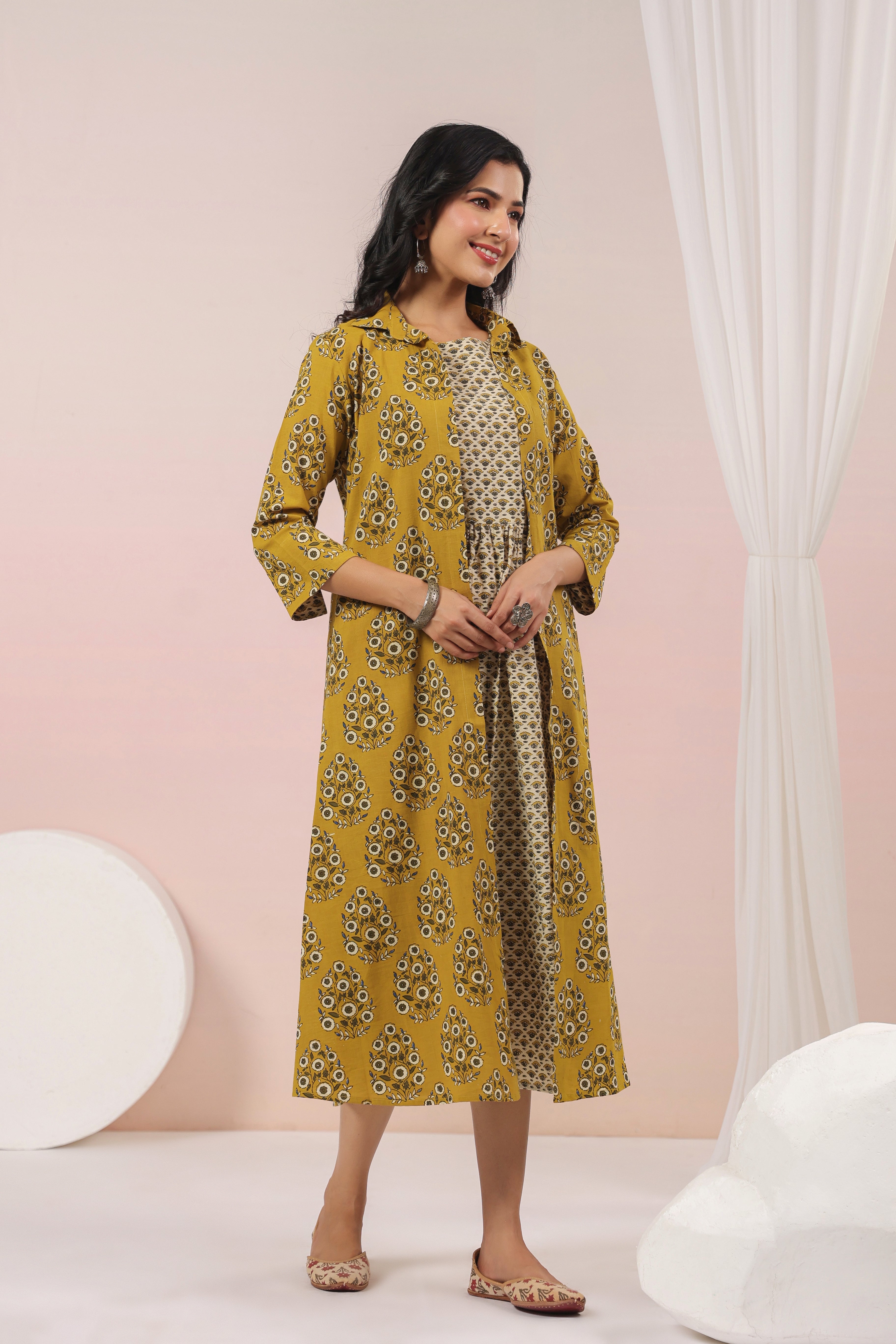 Shuddhi mustard double dress
