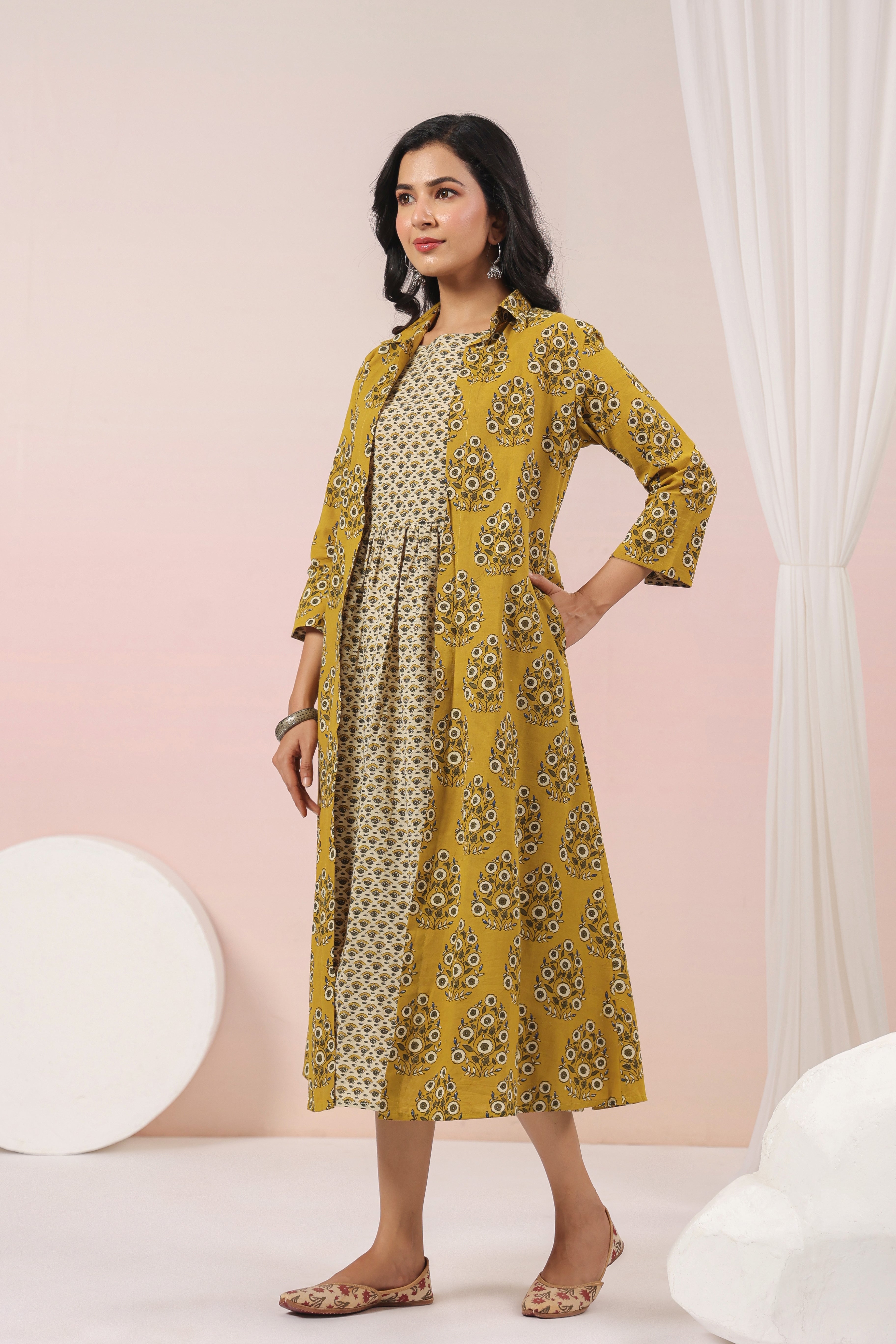 Shuddhi mustard double dress