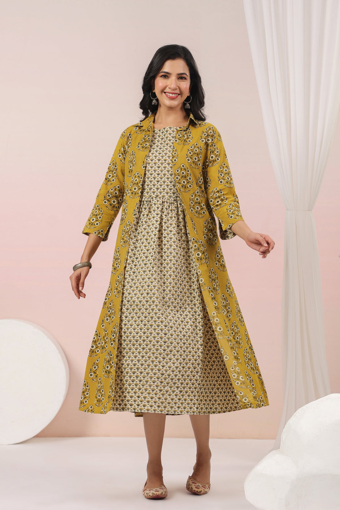 Shuddhi mustard double dress