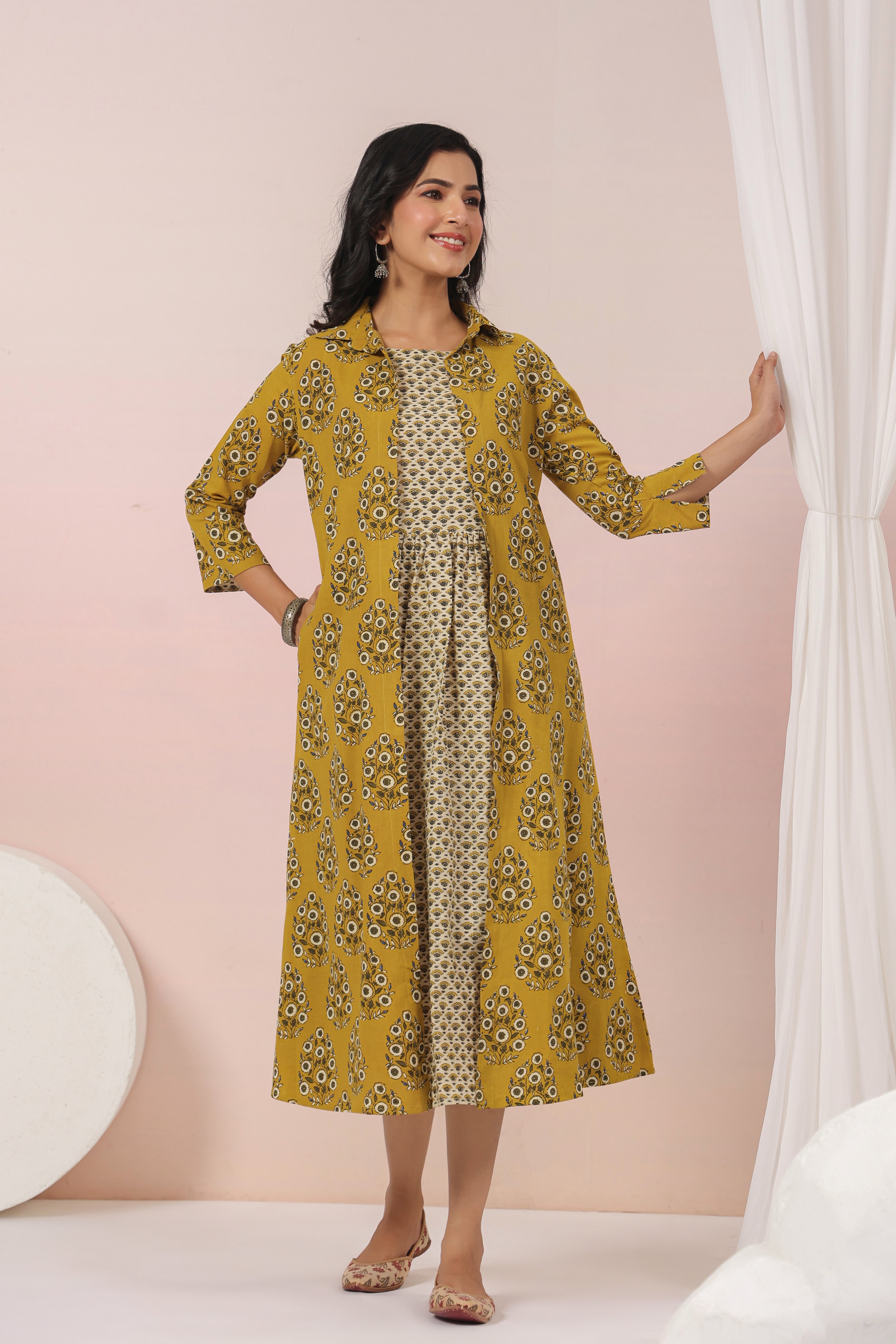 Shuddhi mustard double dress