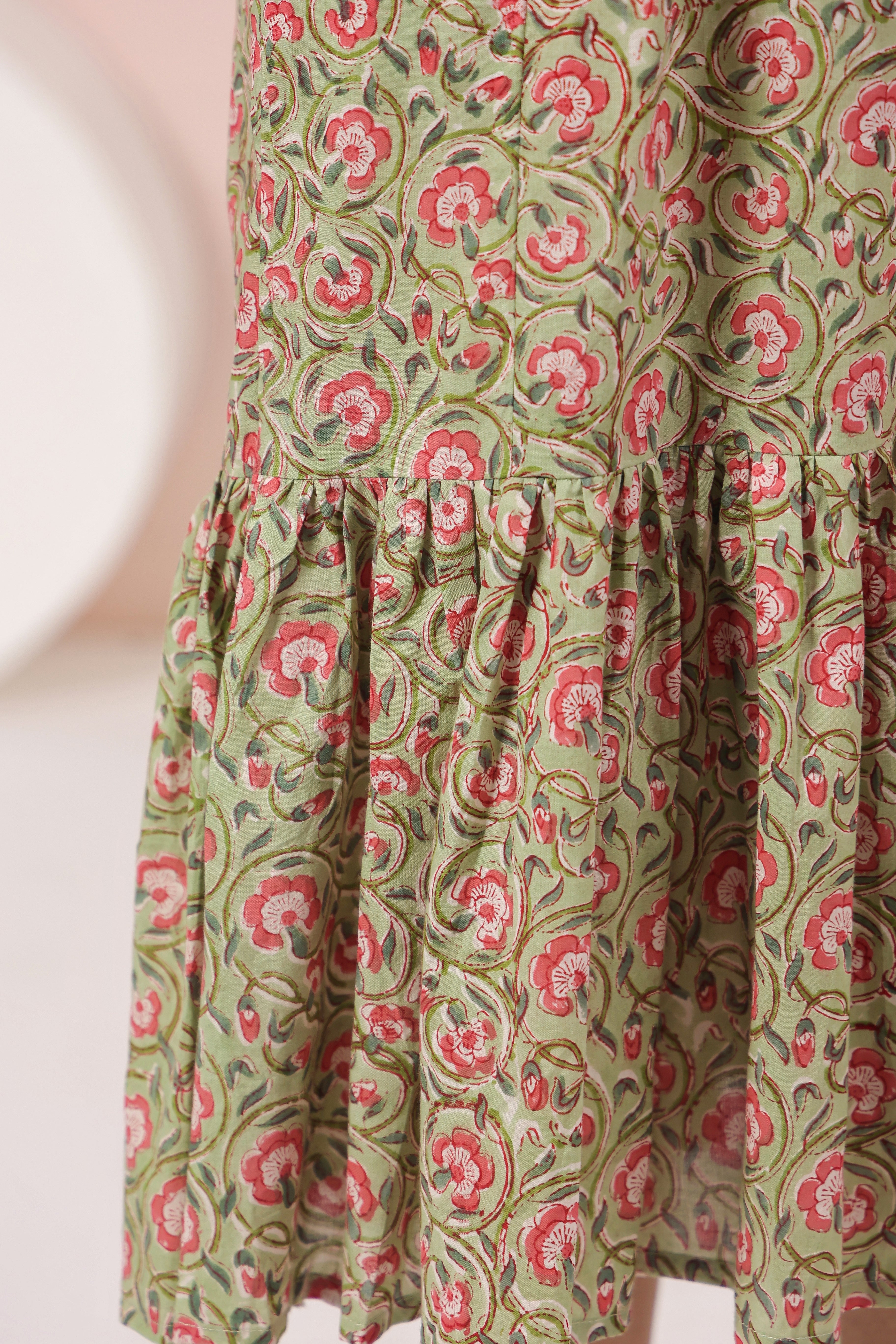 Shuddhi Green and Pink Tier Dress
