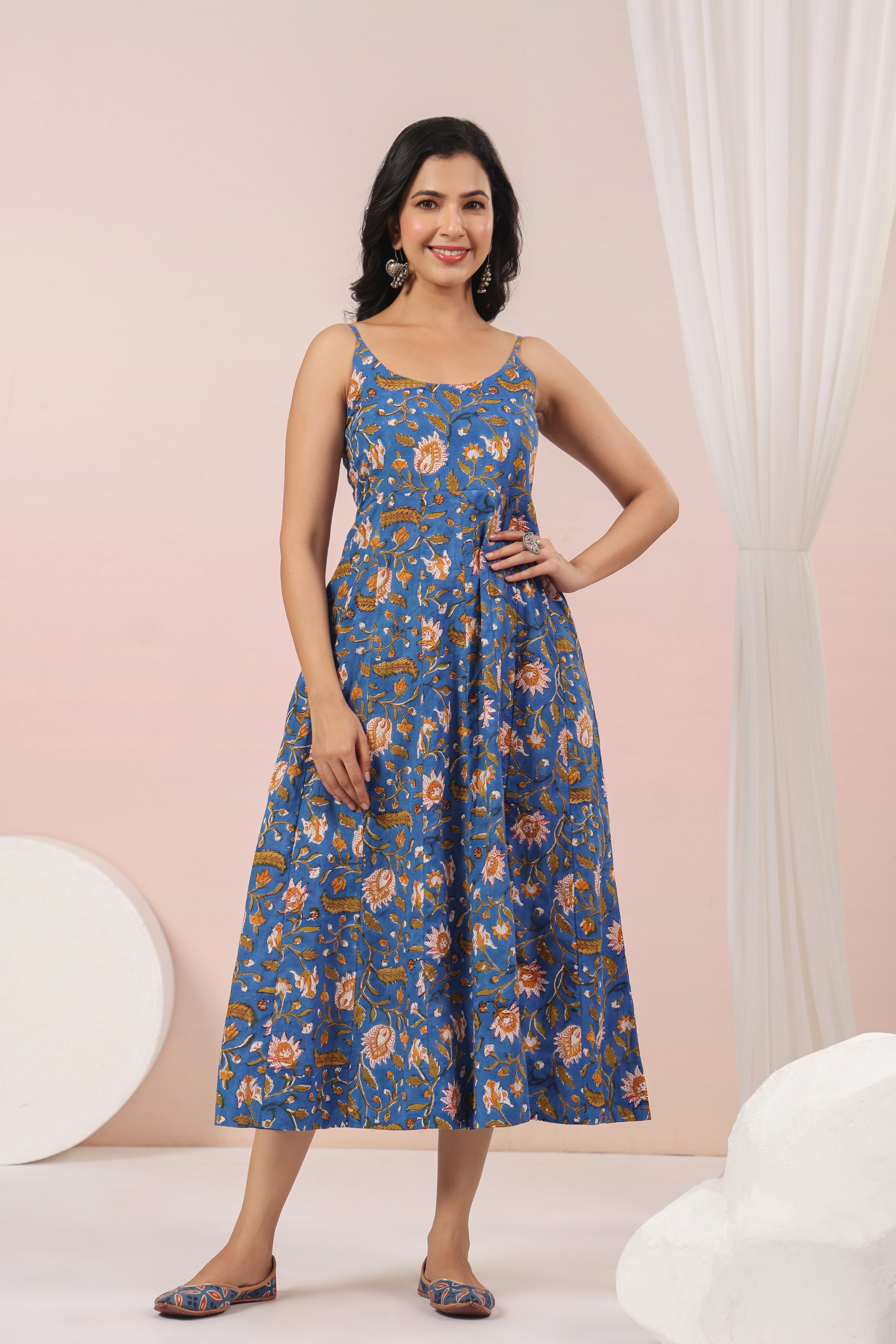 Shuddhi Blue Spaghetti Dress