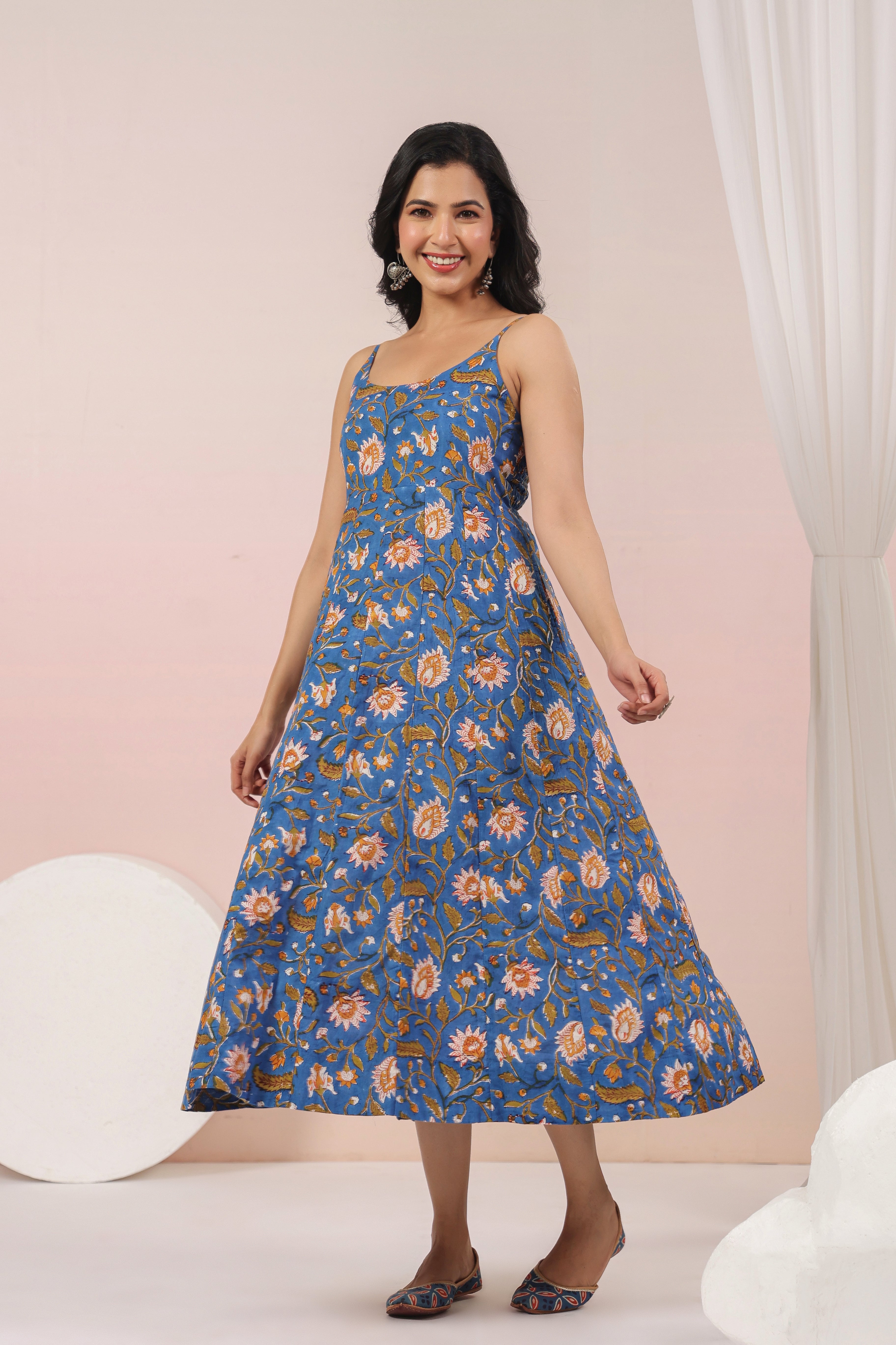 Shuddhi Blue Spaghetti Dress