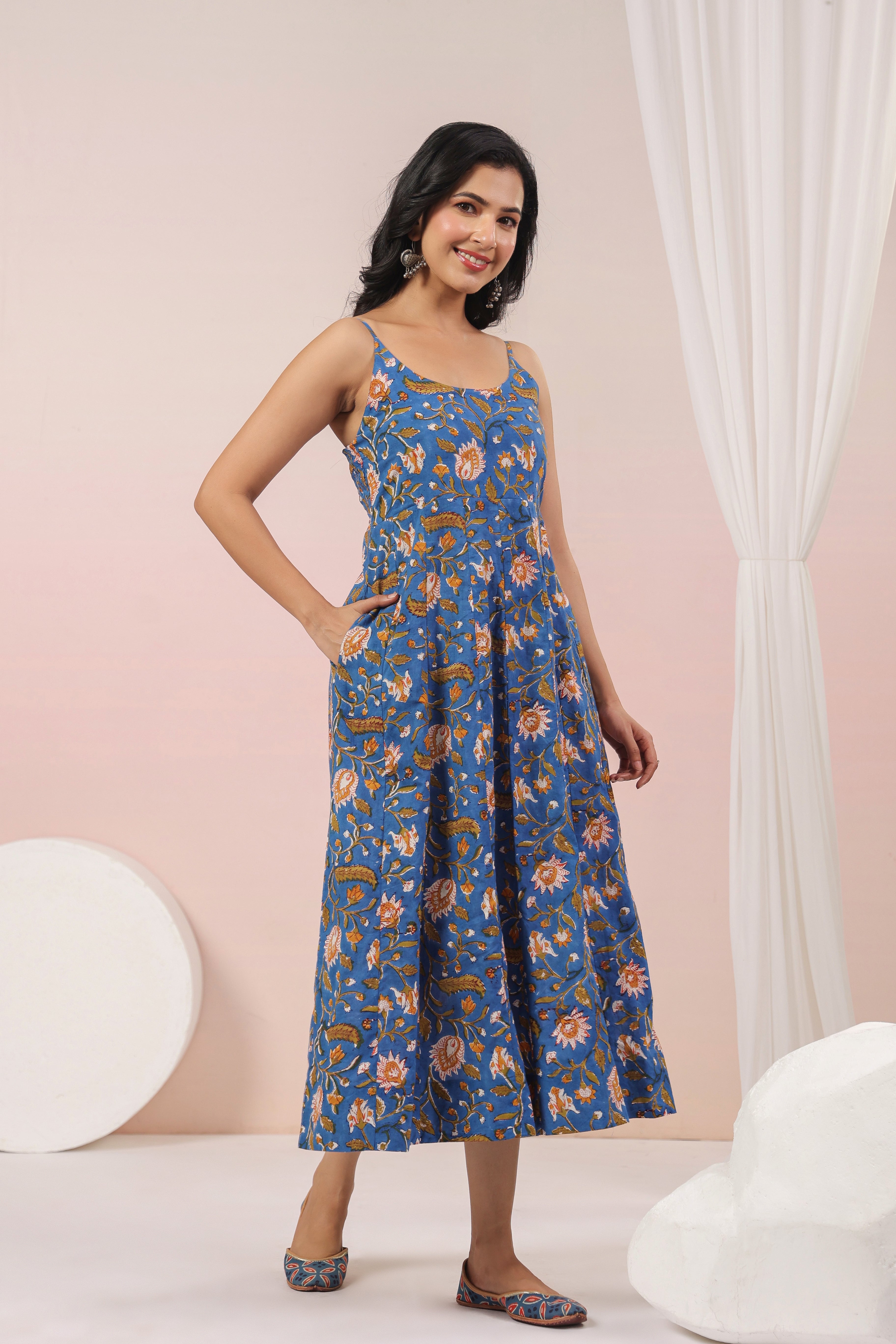 Shuddhi Blue Spaghetti Dress
