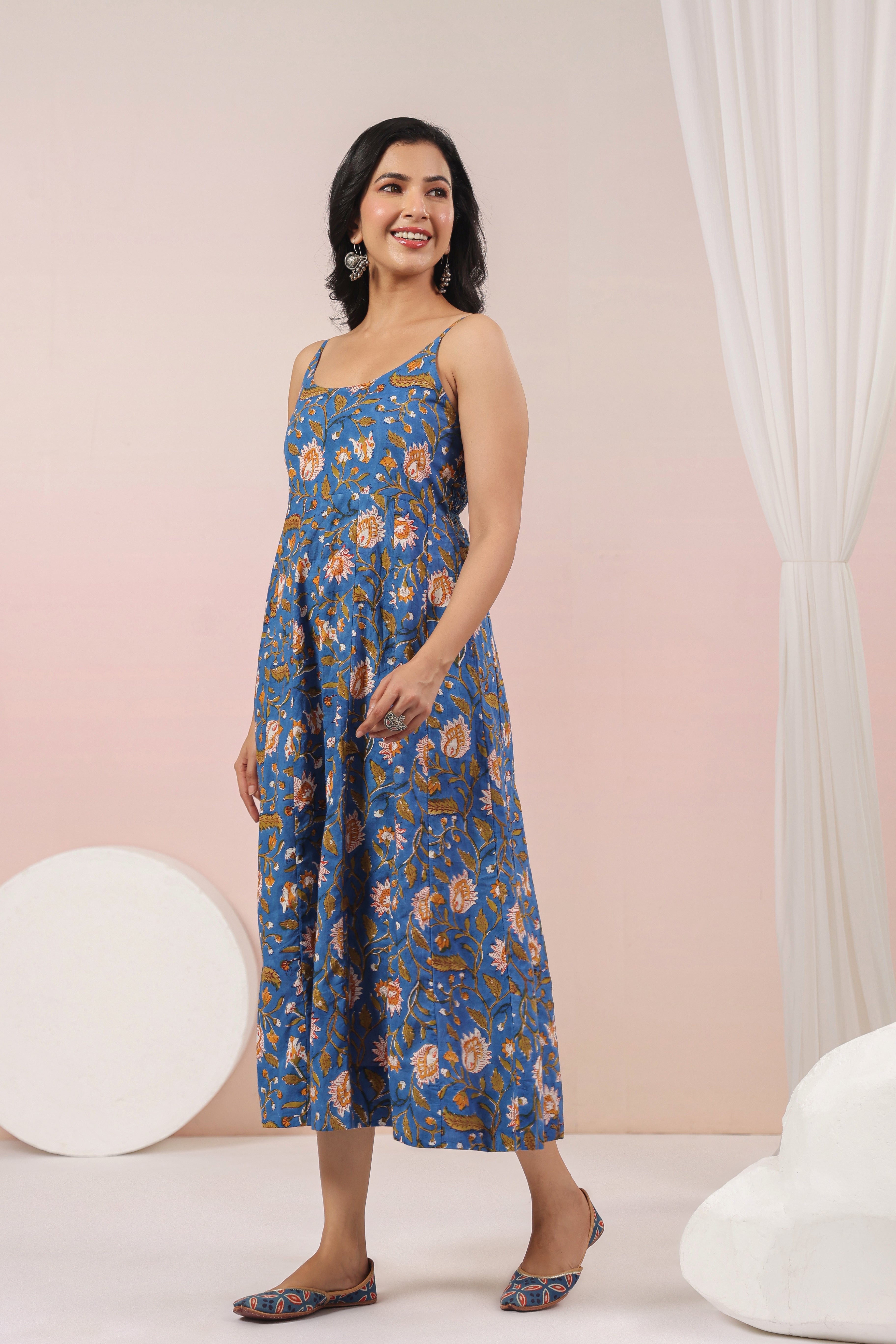 Shuddhi Blue Spaghetti Dress