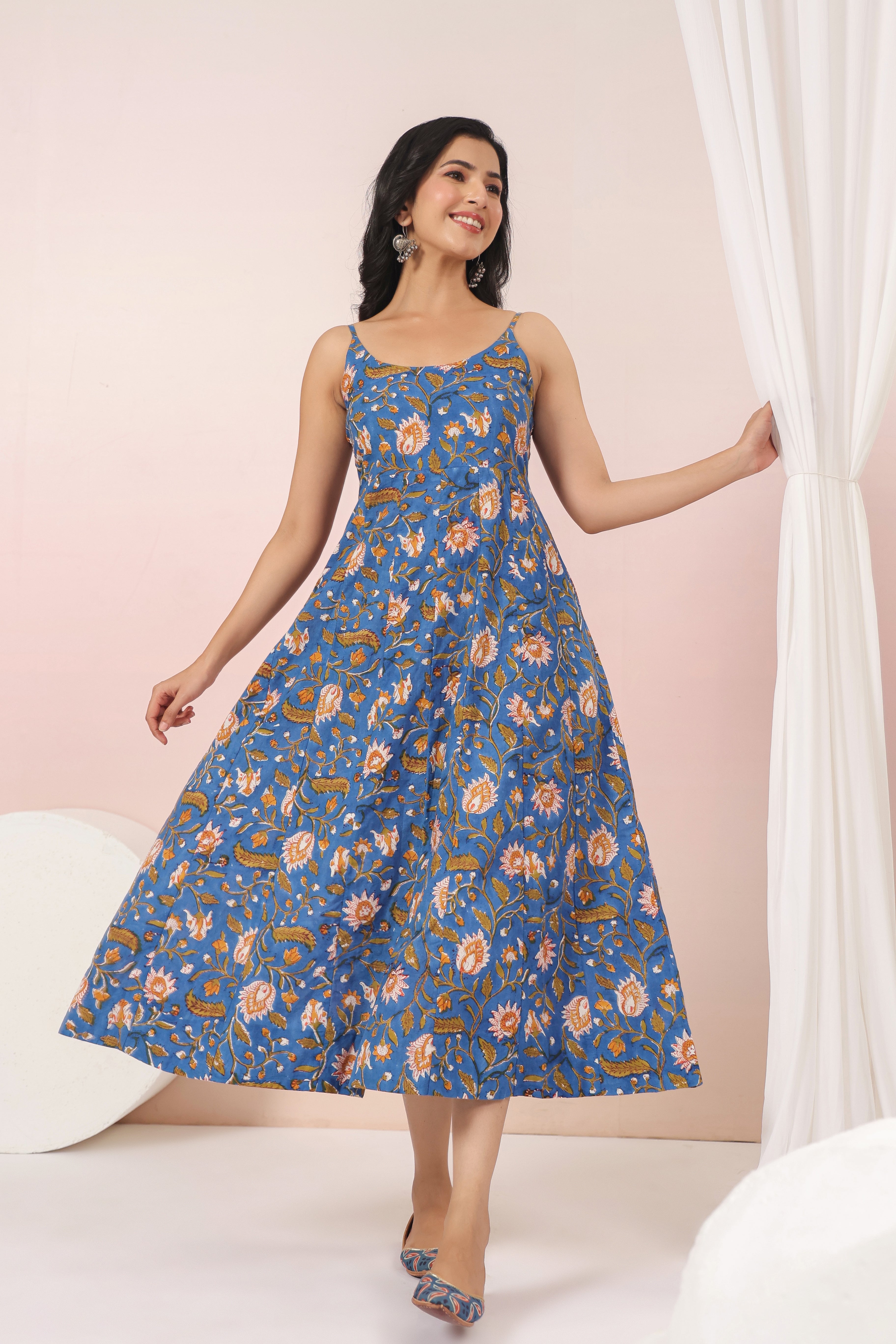 Shuddhi Blue Spaghetti Dress