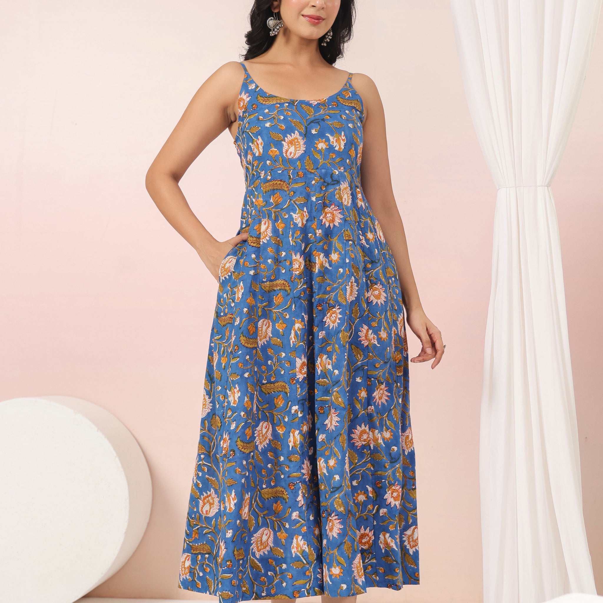 Shuddhi Blue Spaghetti Dress