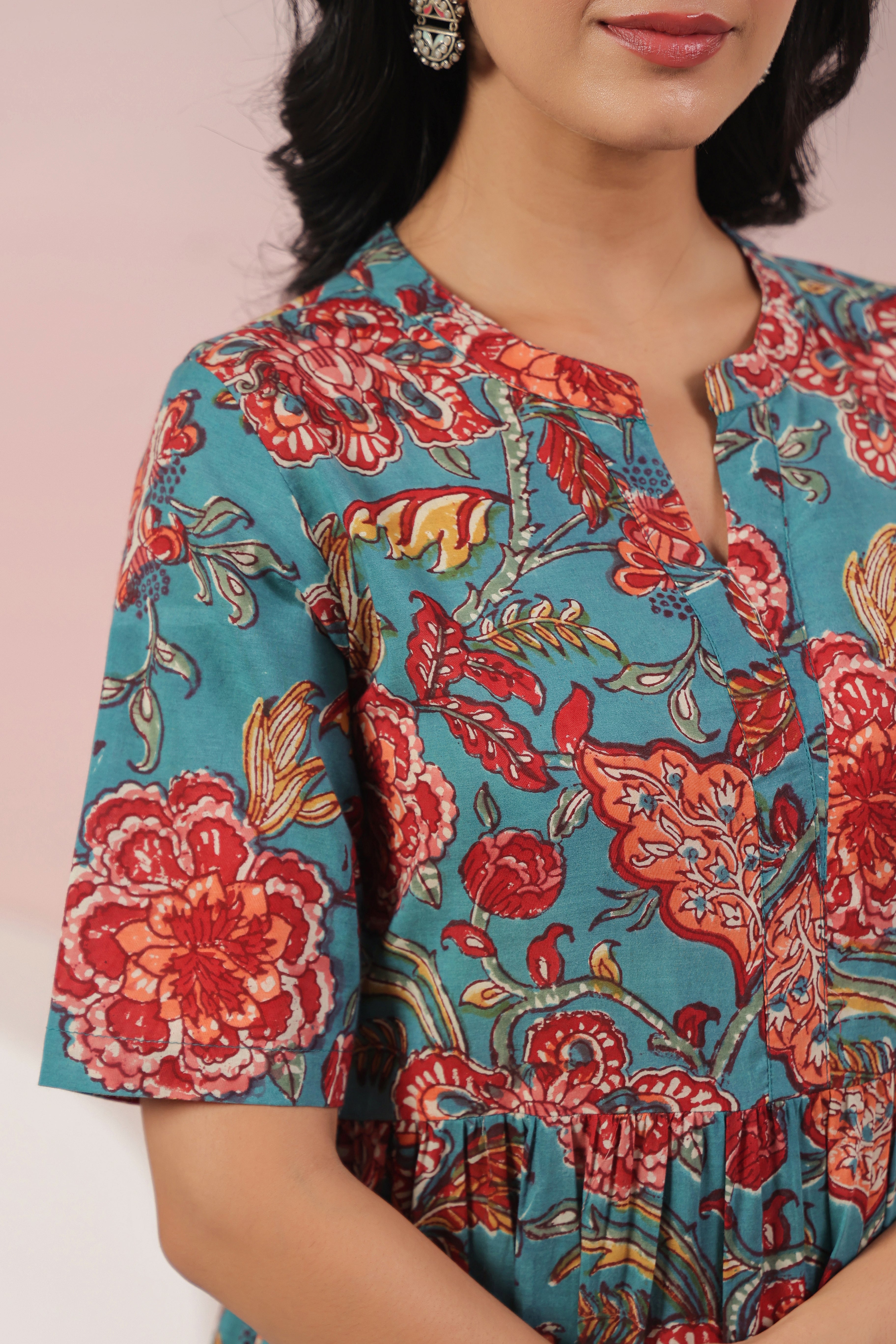 Shuddhi  Green and Red Tier Dress