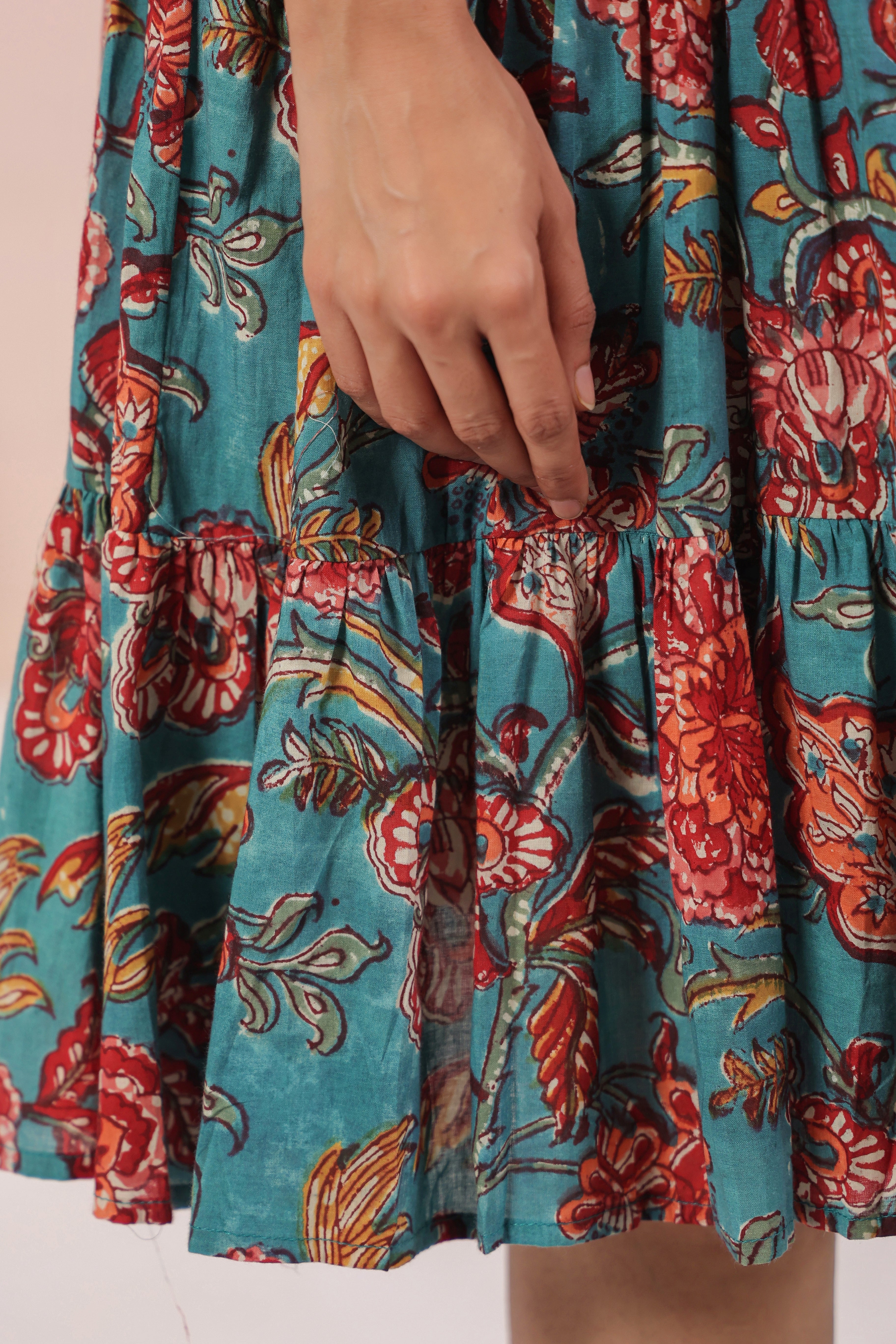 Shuddhi  Green and Red Tier Dress